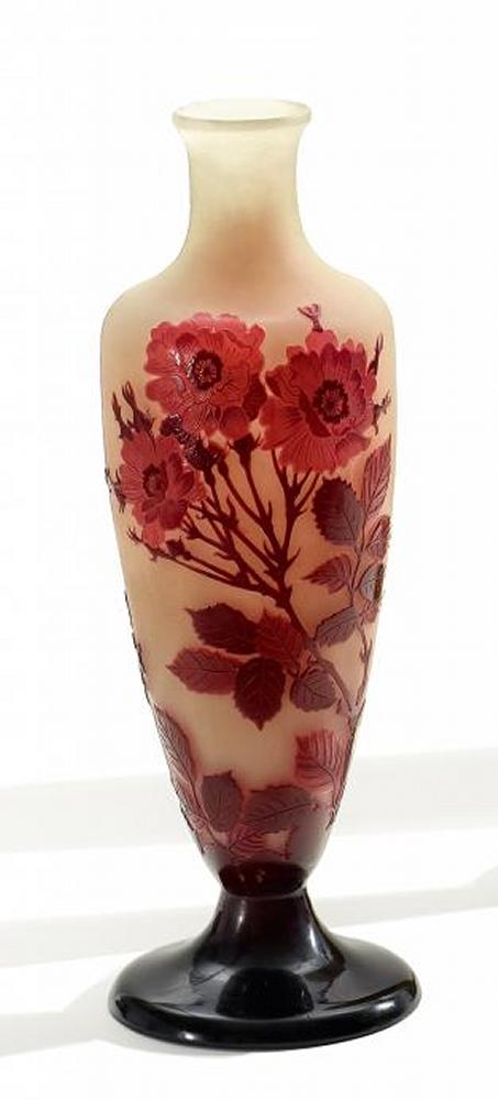 Emile Galle - Grosse Vase mit Rosendekor, 56049-29, Van Ham Kunstauktionen