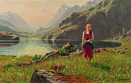 Hans Dahl - Maedchen am norwegischen Fjord, 77789-1, Van Ham Kunstauktionen