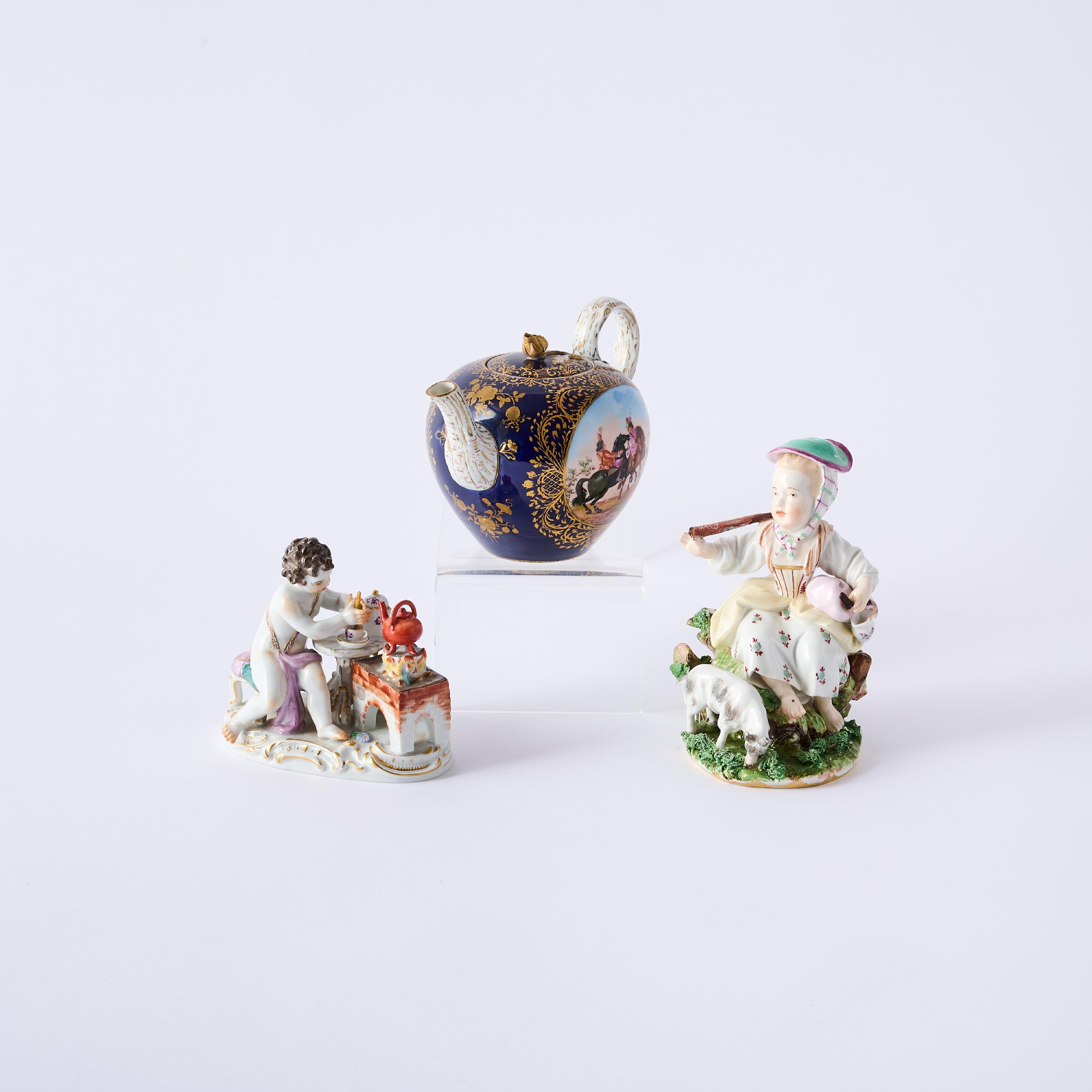 Amor als Allegorie, Figur einer Schäferin und Teekanne, 81991-18, Van Ham Kunstauktionen