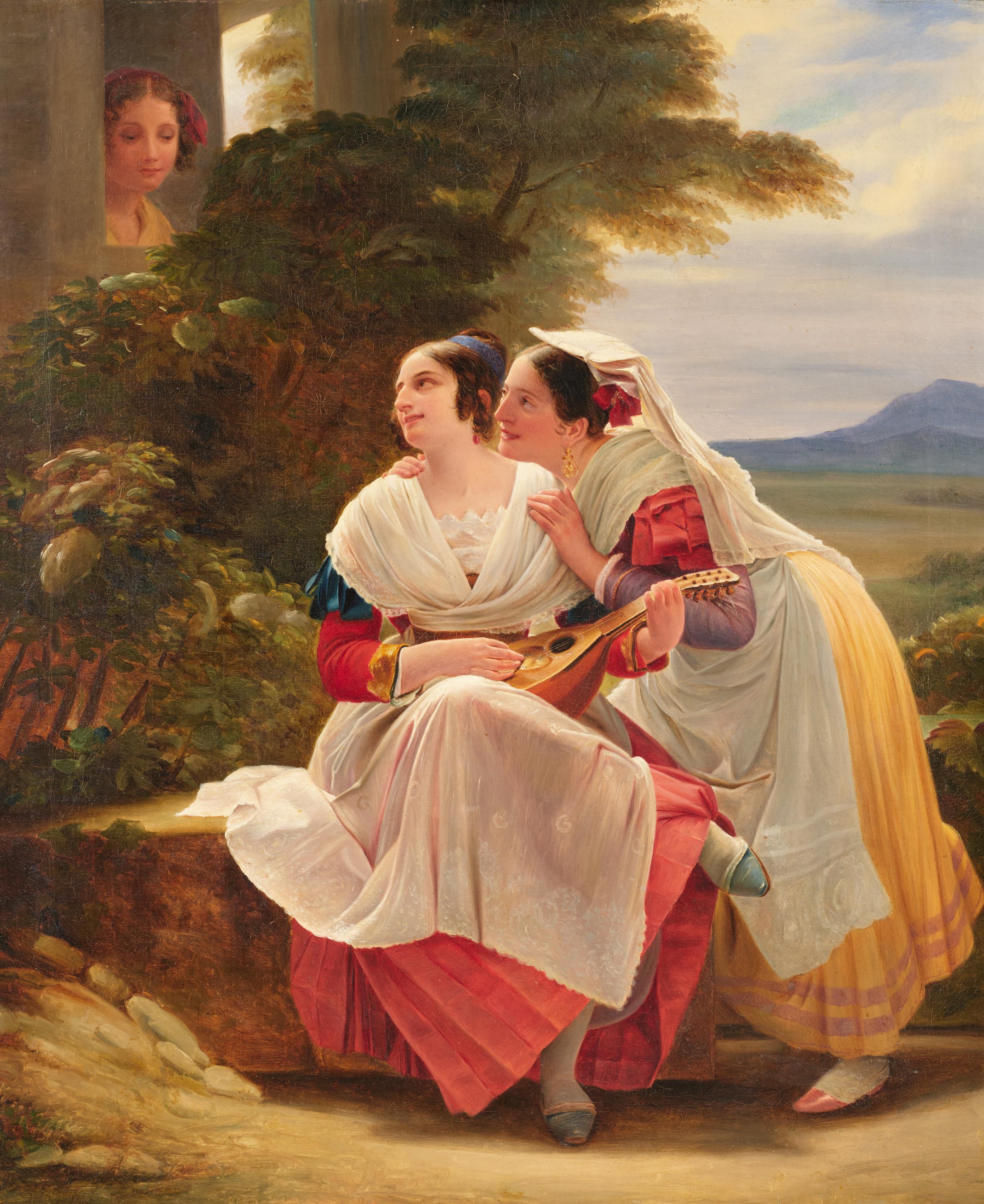 Deutsche Schule - Zwei junge Italienerinnen beim Mandolinespiel, 81160-1, Van Ham Kunstauktionen