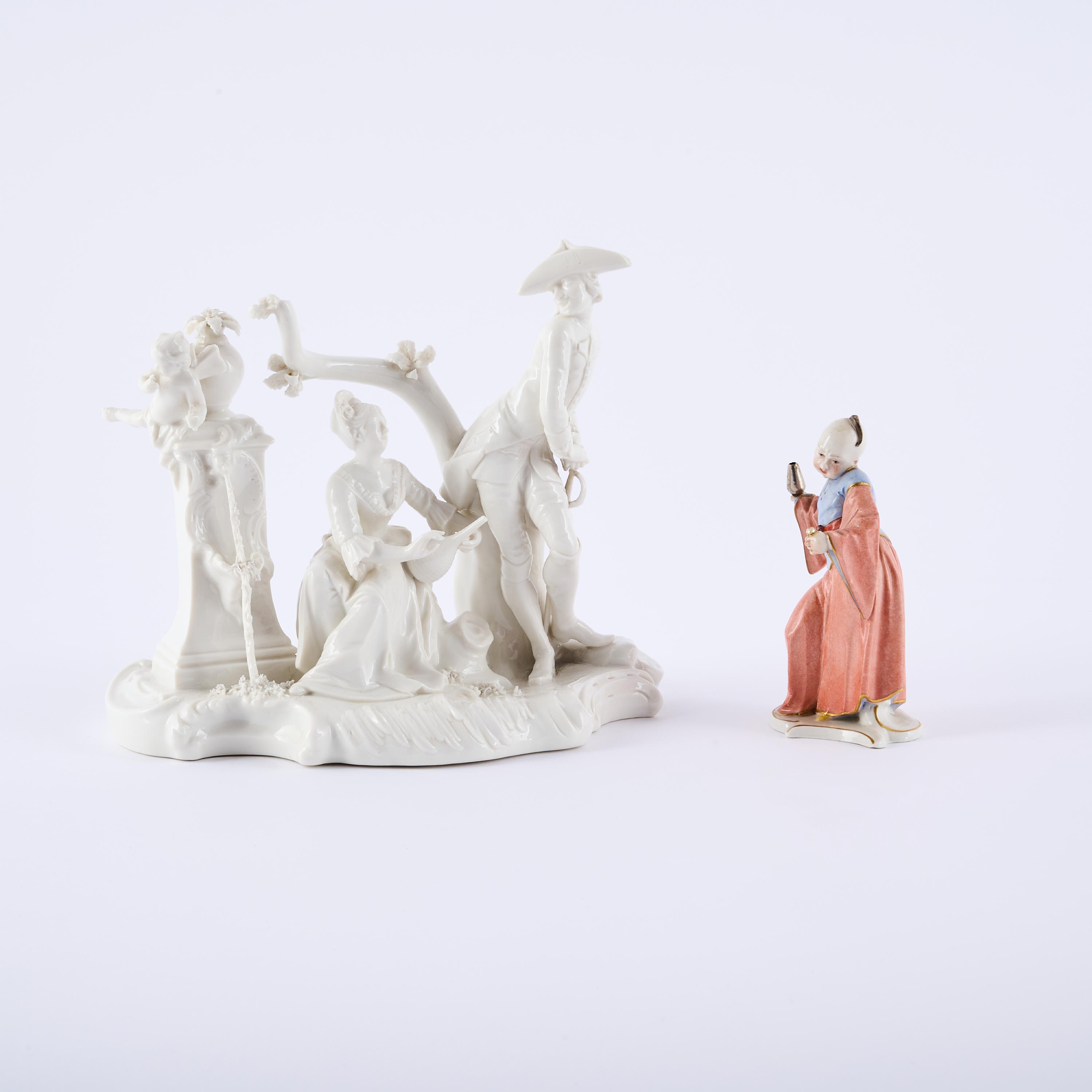 Nymphenburg - 'Galantes Paar am Brunnen' und 'Chinesenknabe mit Fackel und Spiegel', 81991-10, Van Ham Kunstauktionen