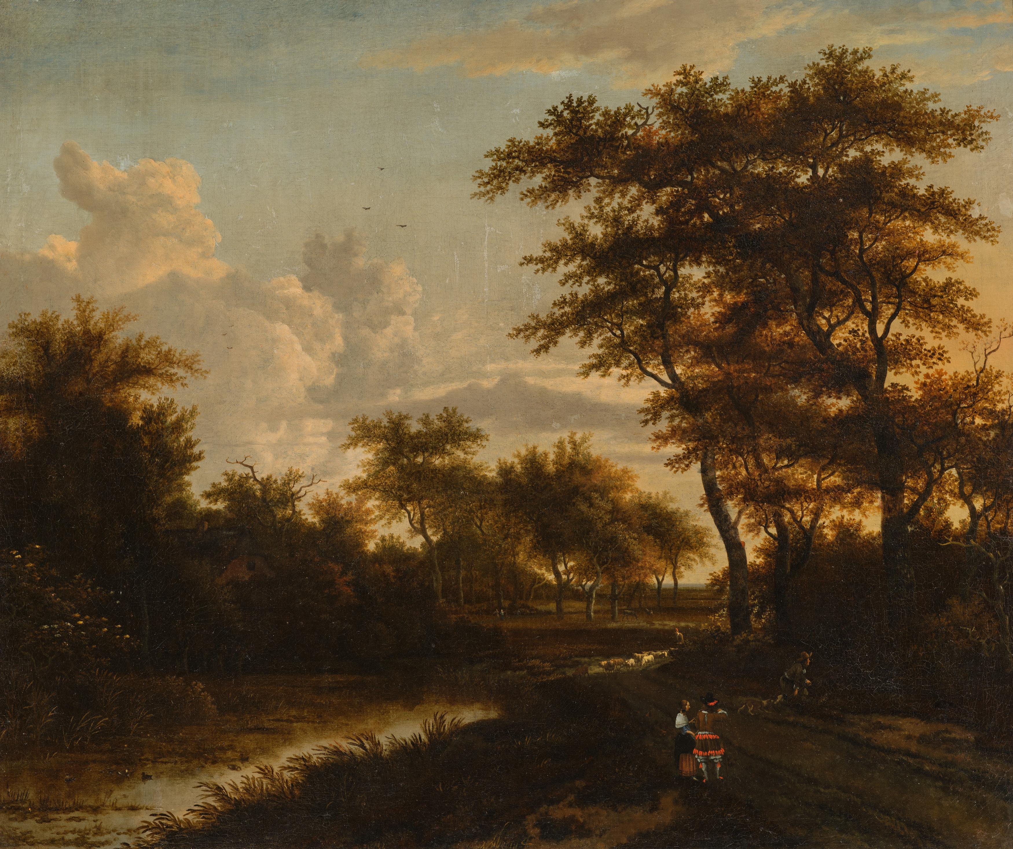 Adriaen Hendriksz Verboom - Waldlandschaft mit Jägern und Hirten, 81726-1, Van Ham Kunstauktionen