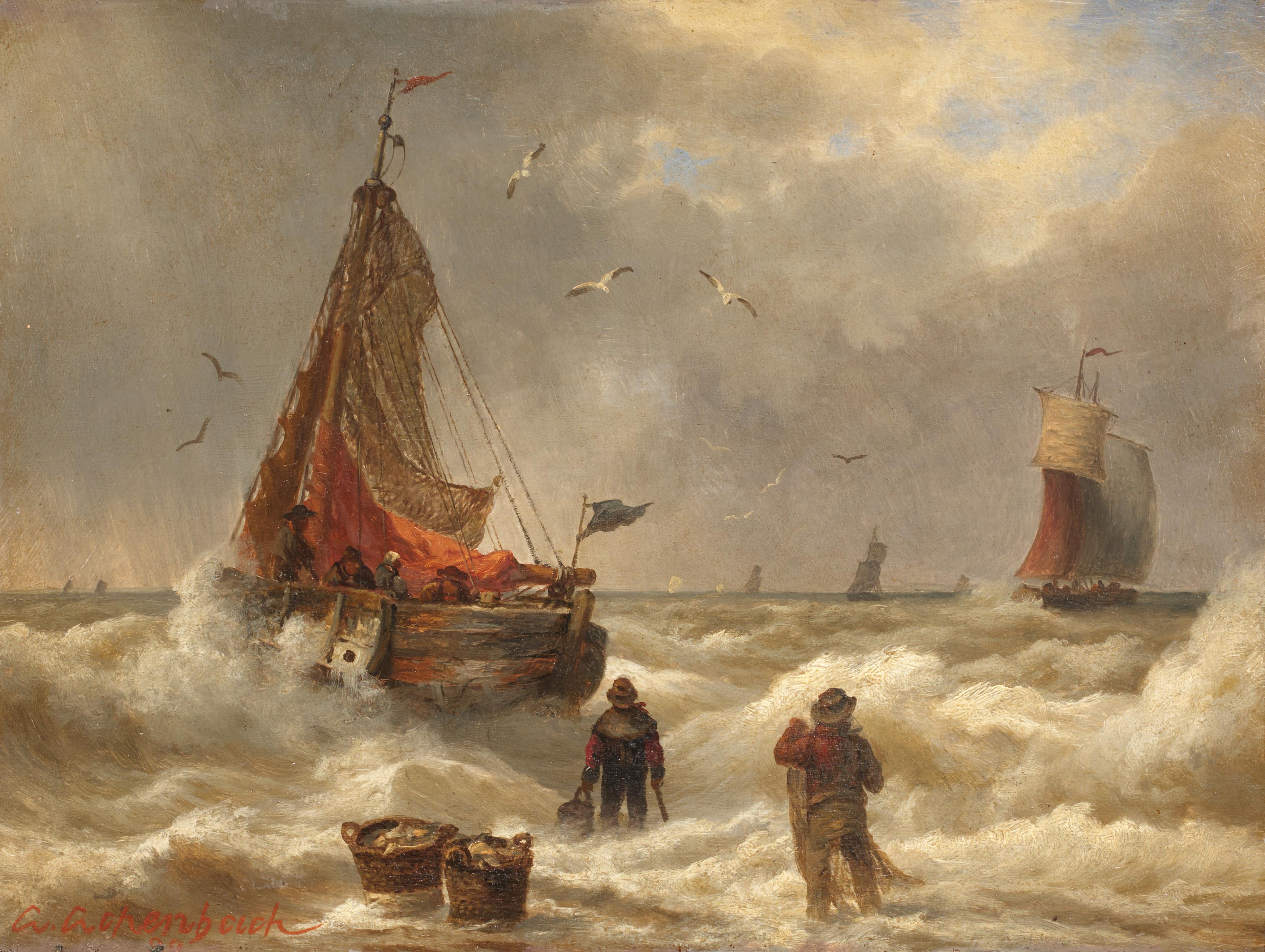 Andreas Achenbach - Anlandende Fischerboote, 81370-1, Van Ham Kunstauktionen