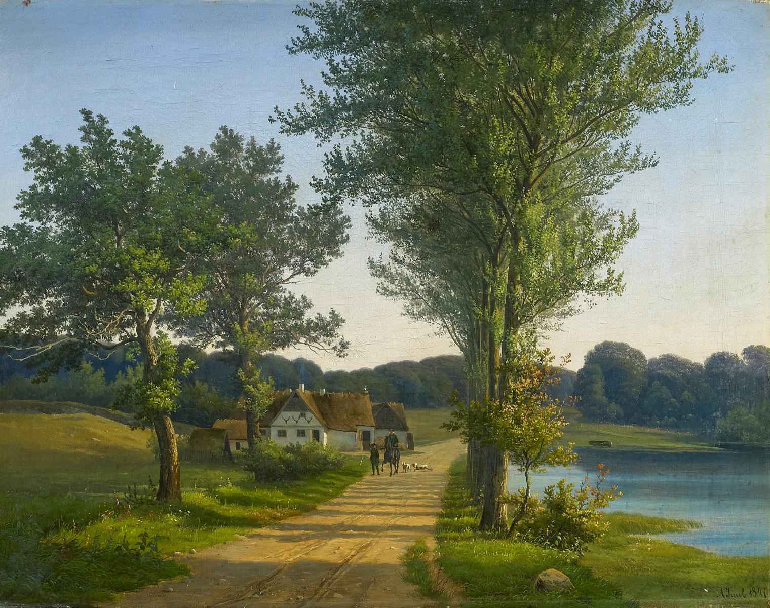 Andreas Thomas Juuel - Daenische Sommerlandschaft mit Reitern auf der Landstrasse, 57560-3, Van Ham Kunstauktionen