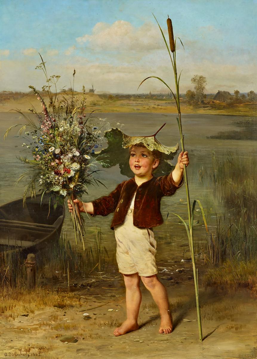 Anton Dieffenbach - Kleiner Knabe mit grossem Blumenstrauss, 60684-1, Van Ham Kunstauktionen