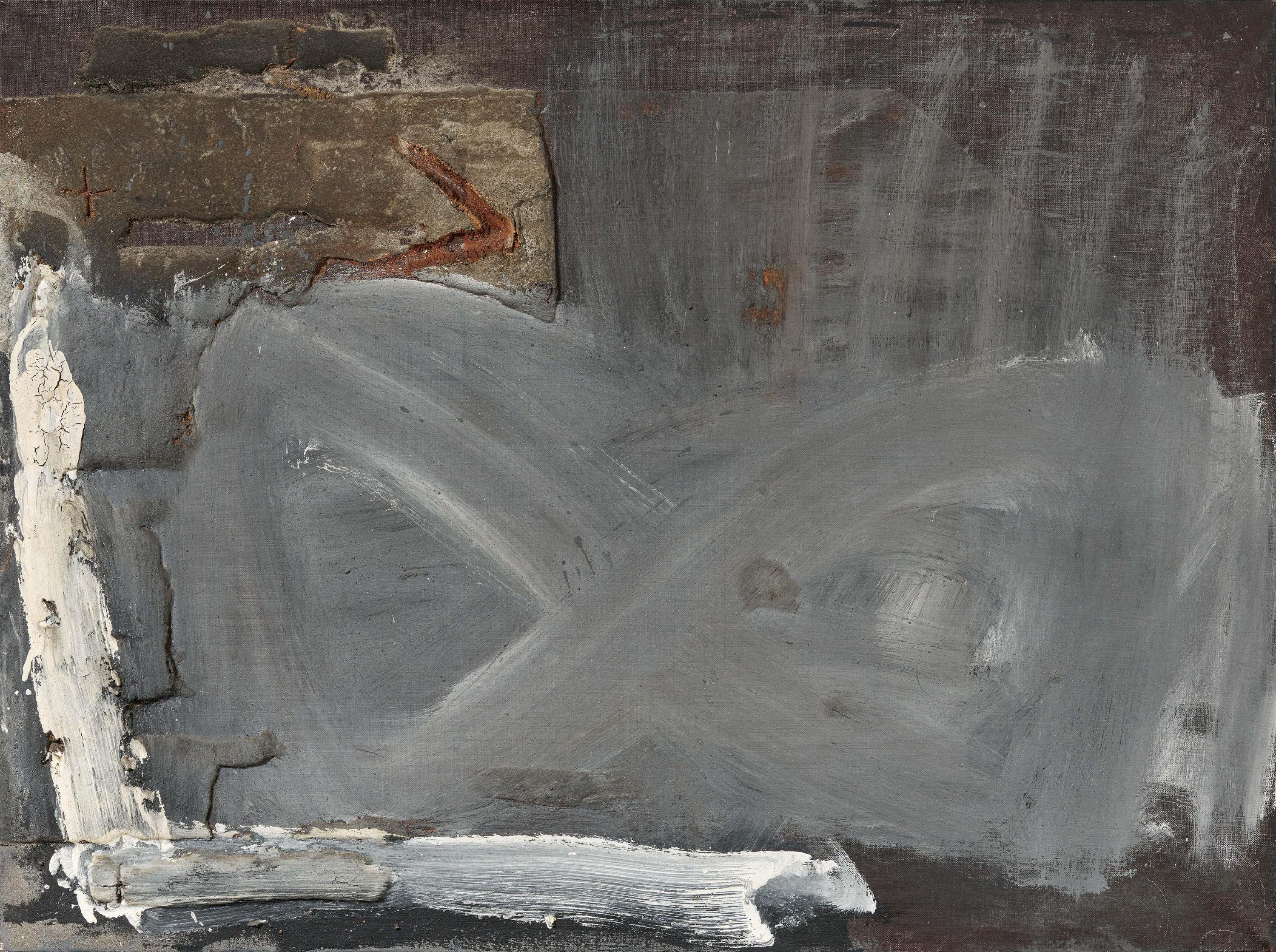 Antoni Tapies - Grey with White Corner, 76949-20, Van Ham Kunstauktionen