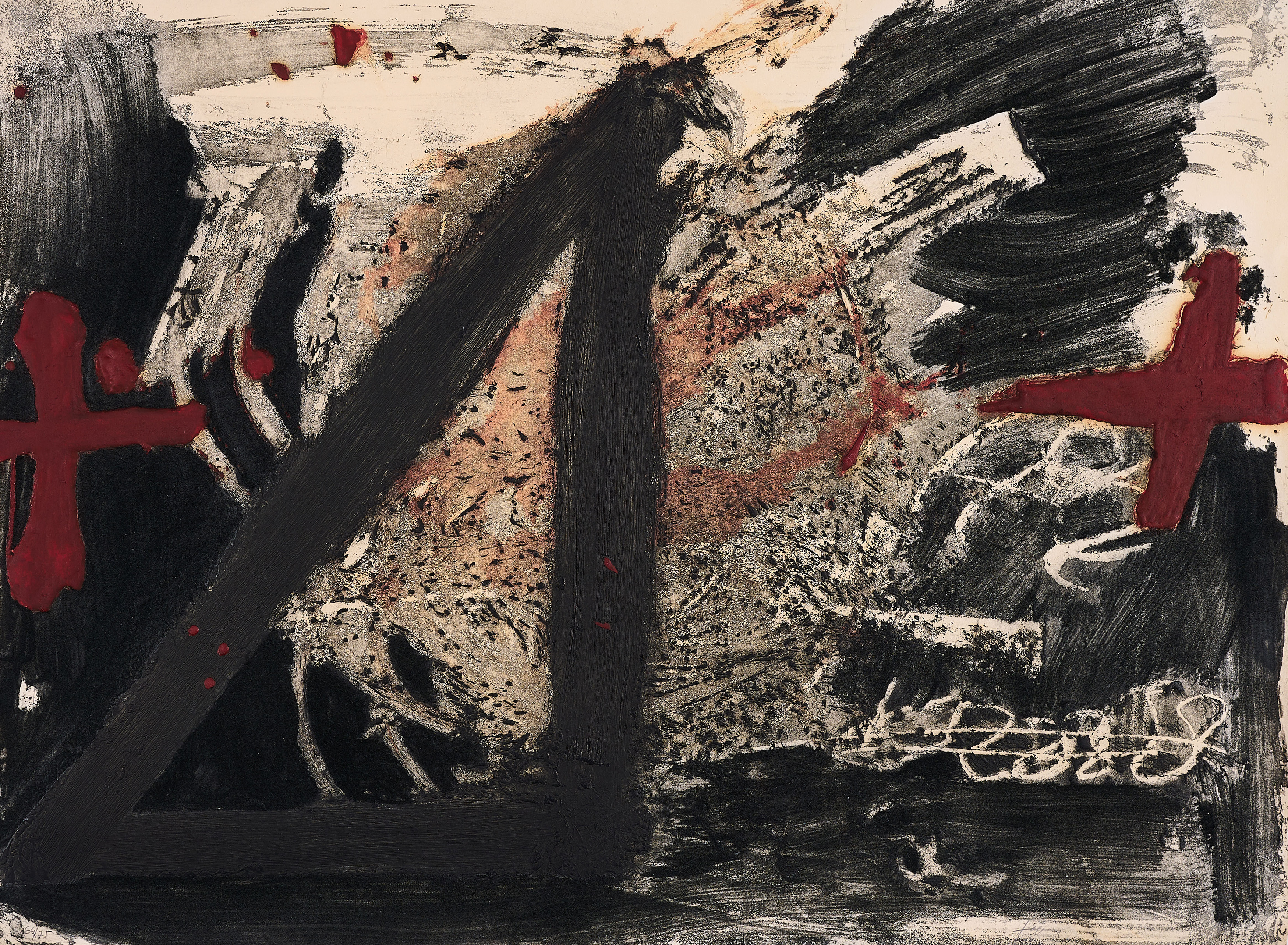 Antoni Tapies - Triangle Aus Negre i roig, 76347-12, Van Ham Kunstauktionen