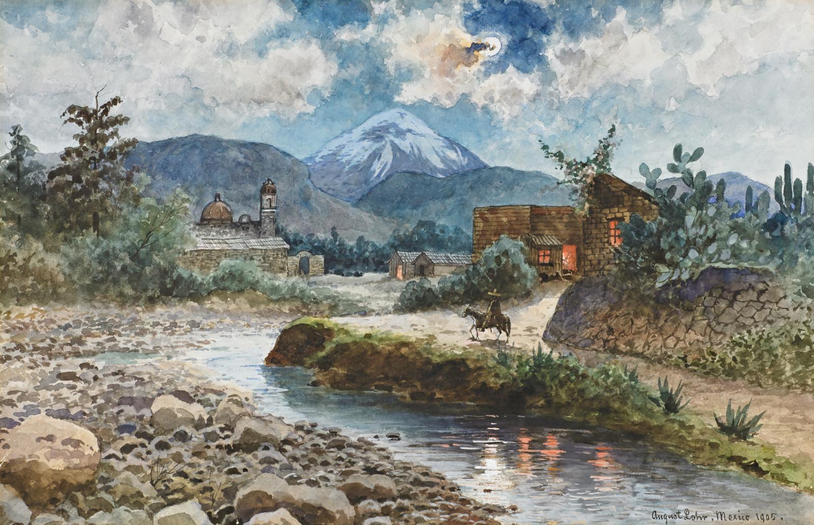 August Lohr - Naechtliche Szene an einem Fluss in Mexiko, 60510-1, Van Ham Kunstauktionen