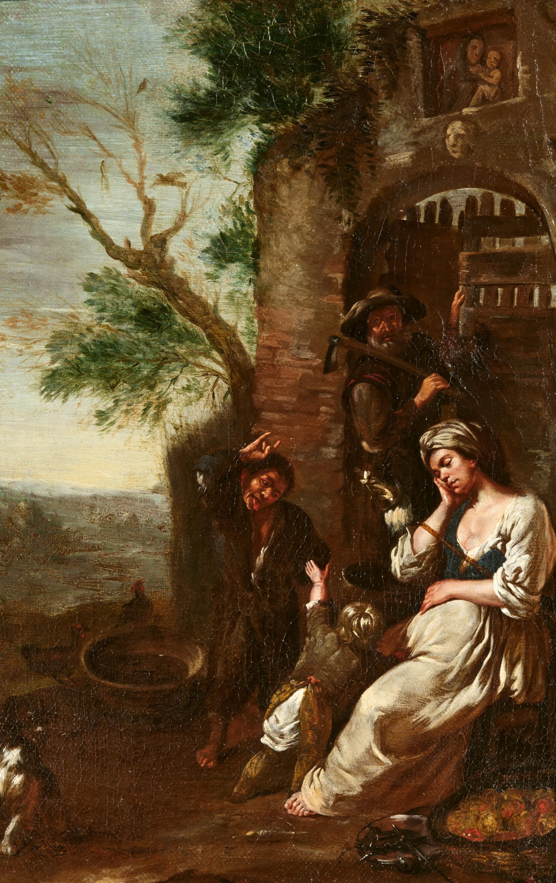 Bambocciant - Italienische Bauernfamilie mit grimassierenden Kindern, 81516-1, Van Ham Kunstauktionen