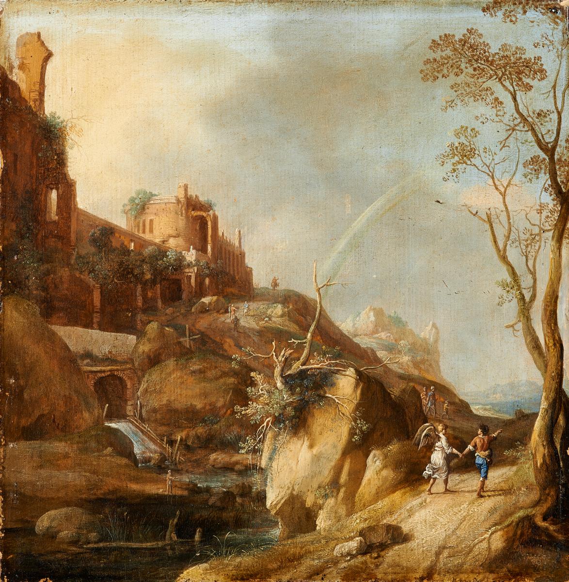 Bartholomeus Breenbergh - Gebirgige Landschaft mit Tobias und dem Engel, 55690-1, Van Ham Kunstauktionen