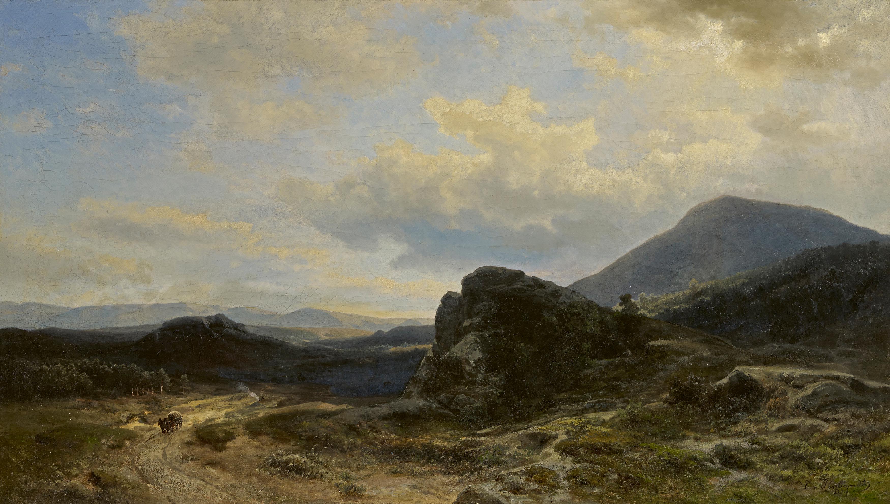 Carl Adolf Rudolf Julius von Perbandt - Weite Landschaft mit Wagen, 69909-3, Van Ham Kunstauktionen