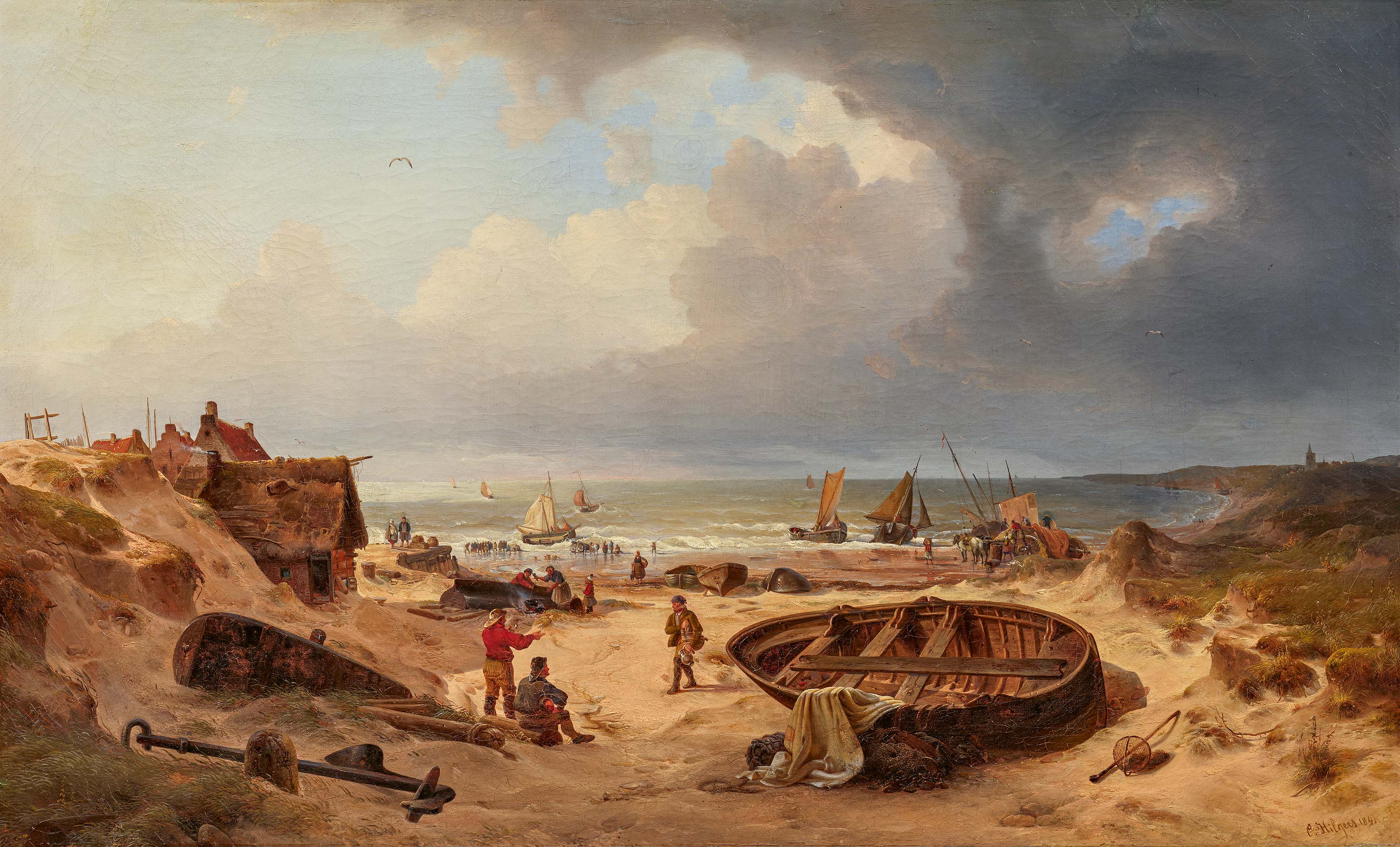 Carl Hilgers - Fischerfamilien am Strand von Scheveningen, 77522-1, Van Ham Kunstauktionen