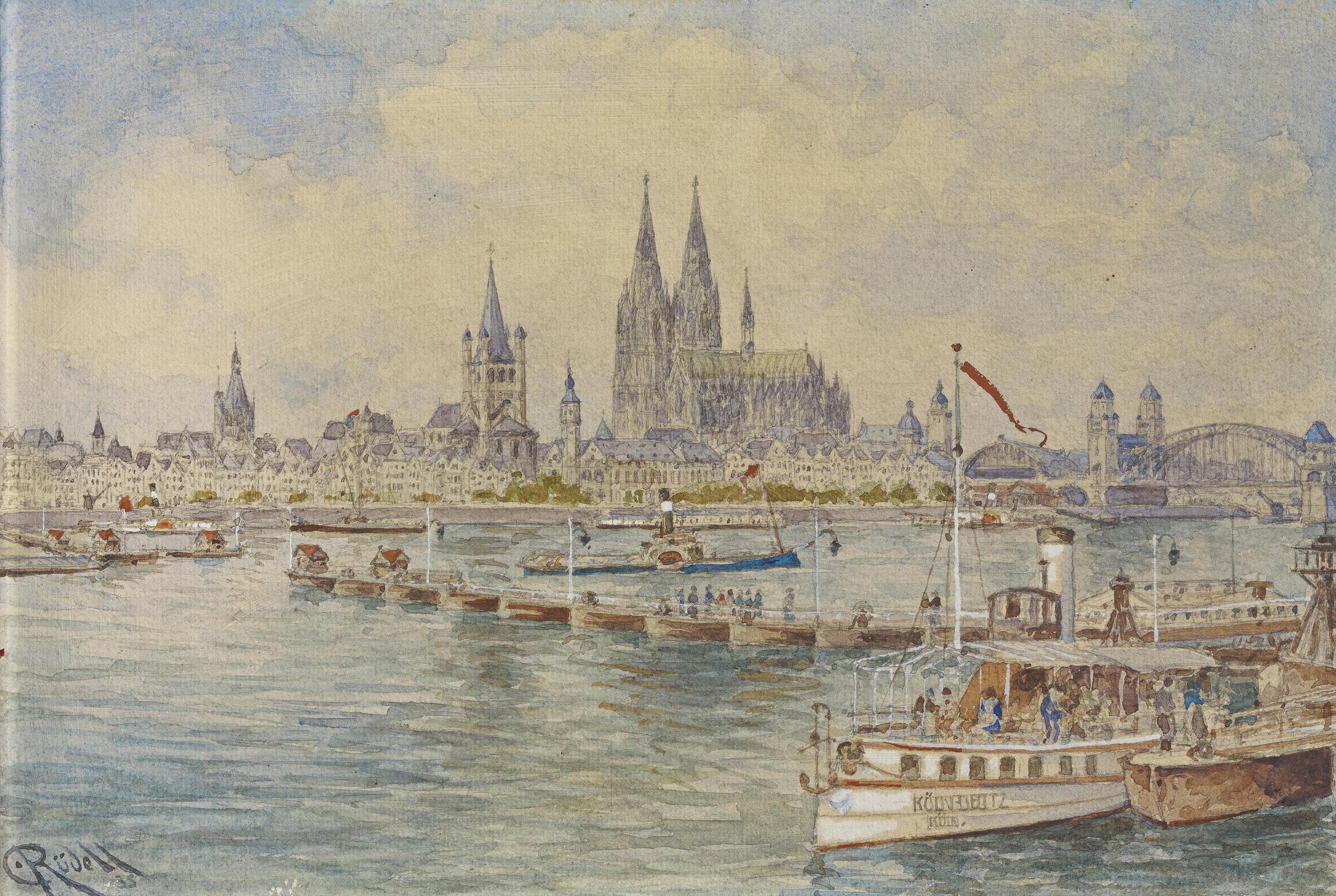 Carl Ruedell - Blick auf die Altstadt von Koeln von der Deutzer Seite, 69421-1, Van Ham Kunstauktionen