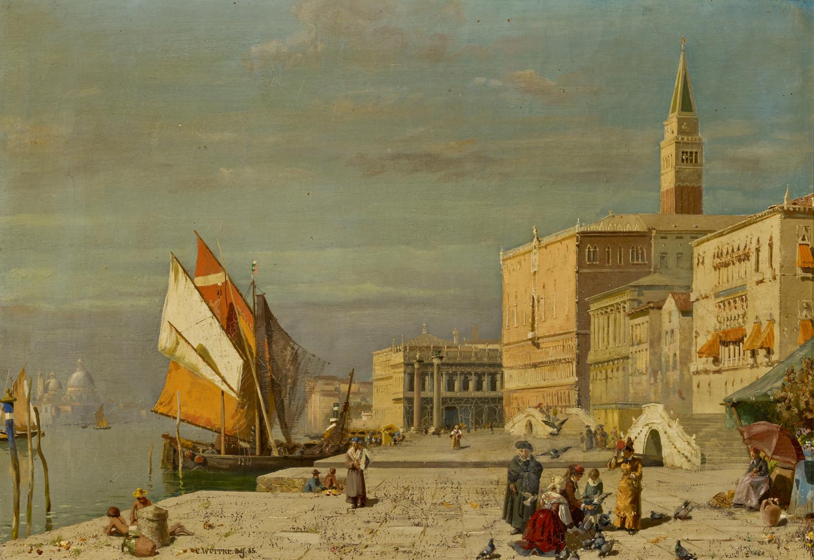 Carl Wuttke - Vor dem Dogenpalast in Venedig, 65802-1, Van Ham Kunstauktionen