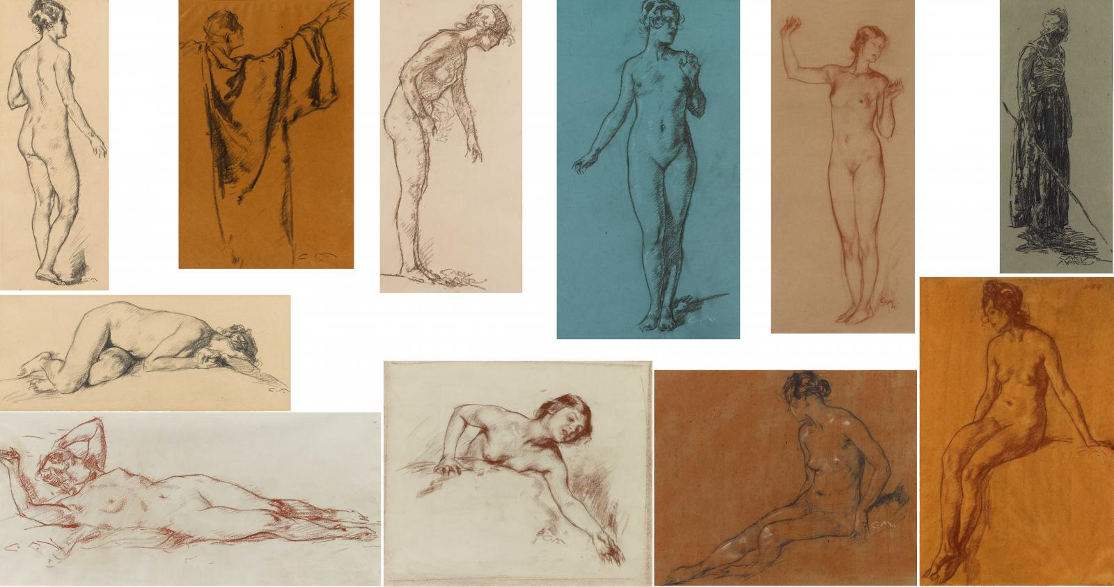 Carl von Marr - Konvolut von elf Studienzeichnungen auf Papier Jeweils unten signiert bzw monogrammiert, 56640-36, Van Ham Kunstauktionen