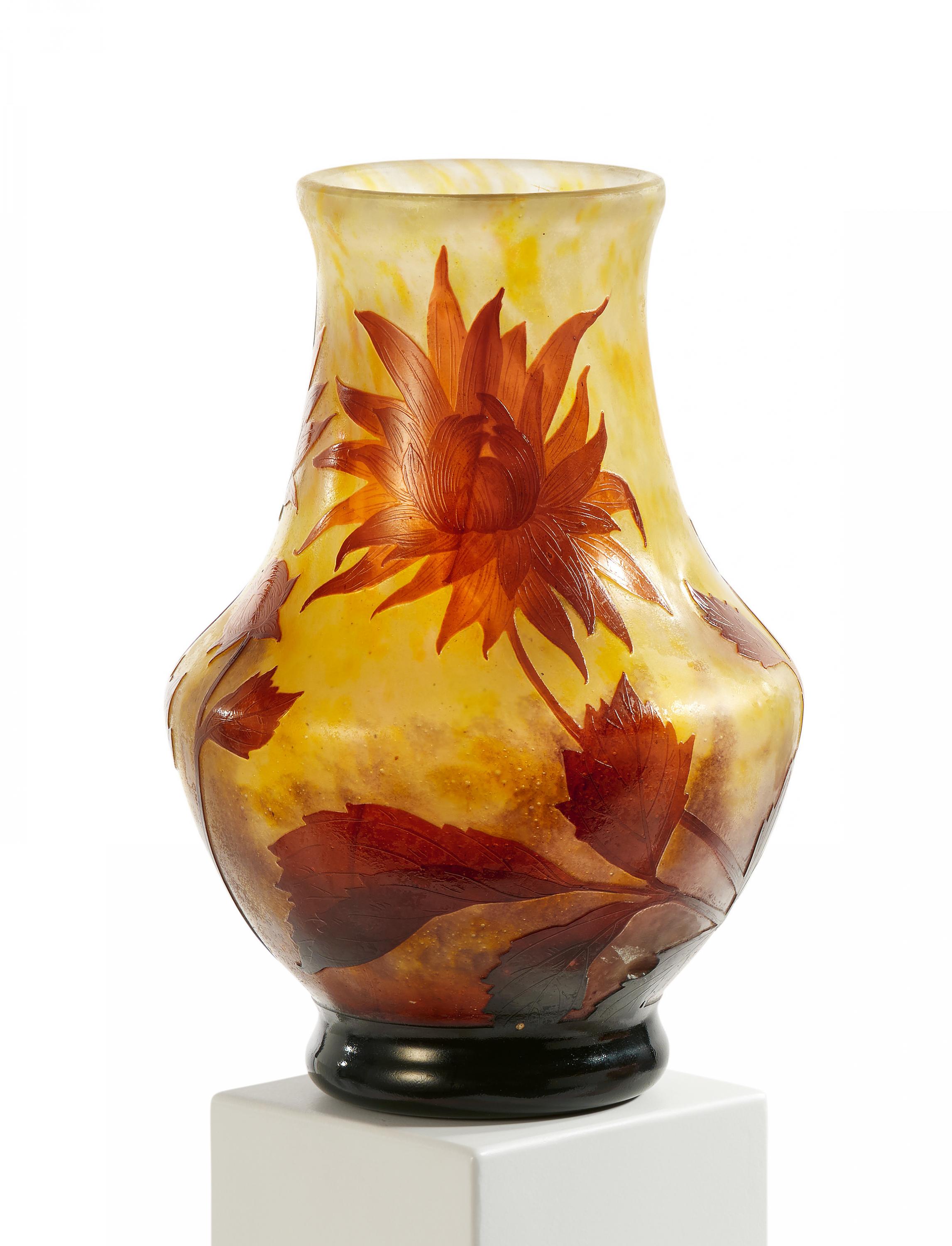 Daum Freres - Vase mit Dahlien, 81551-12, Van Ham Kunstauktionen