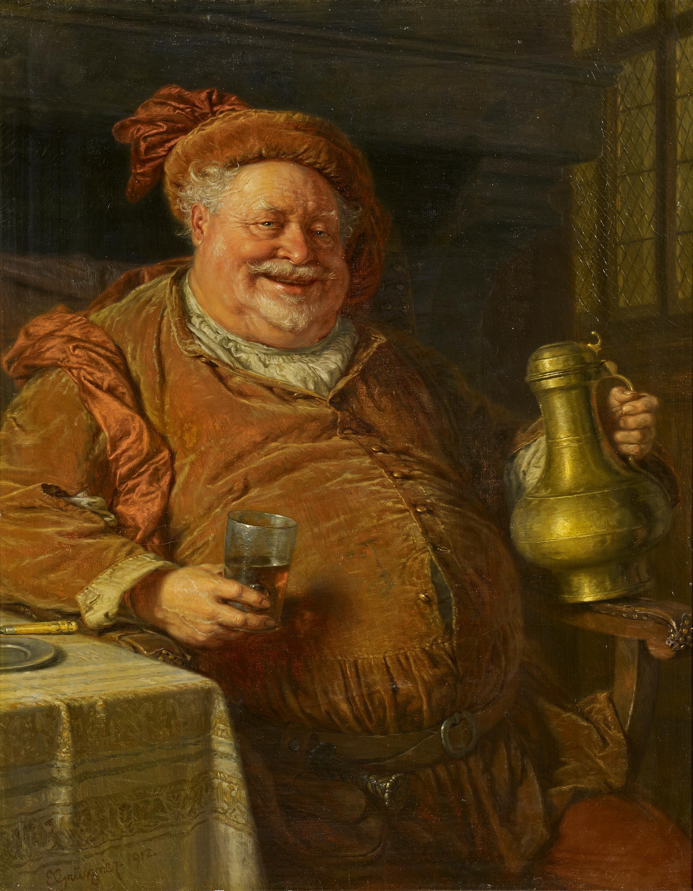 Eduard von Gruetzner - Falstaff mit Zinnkanne und Weinglas, 69554-2, Van Ham Kunstauktionen