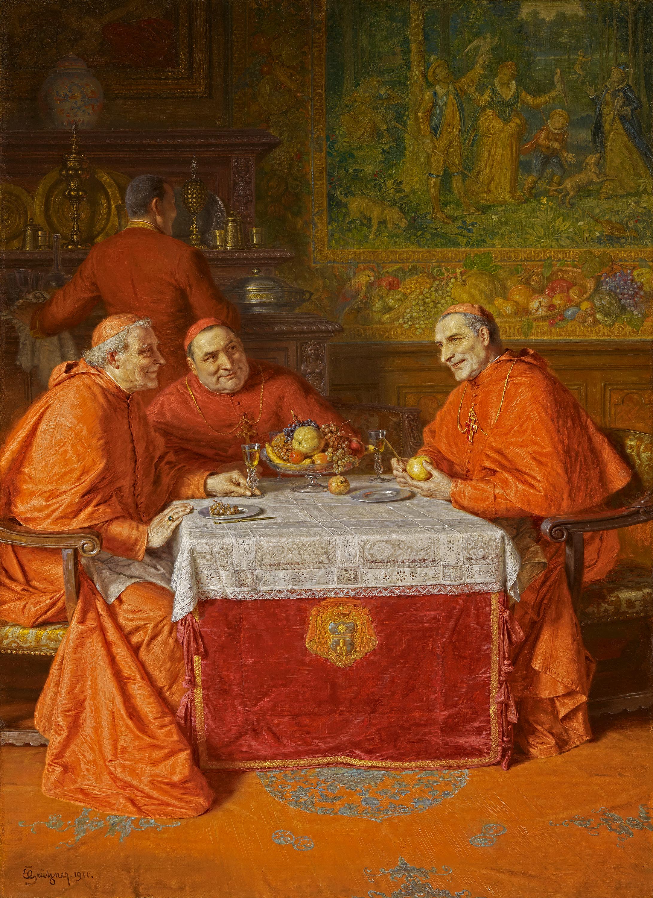 Eduard von Gruetzner - Trio in Rot, 69554-1, Van Ham Kunstauktionen