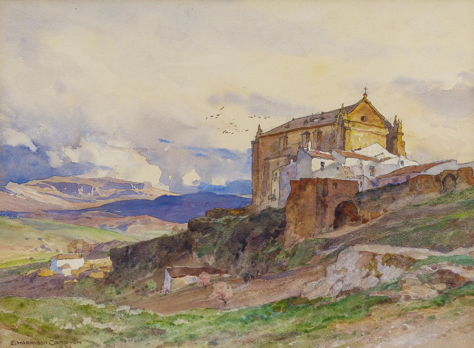 Edward Harrison Compton - Weite sueditalienische Landschaft mit Klosteranlage, 58465-5, Van Ham Kunstauktionen