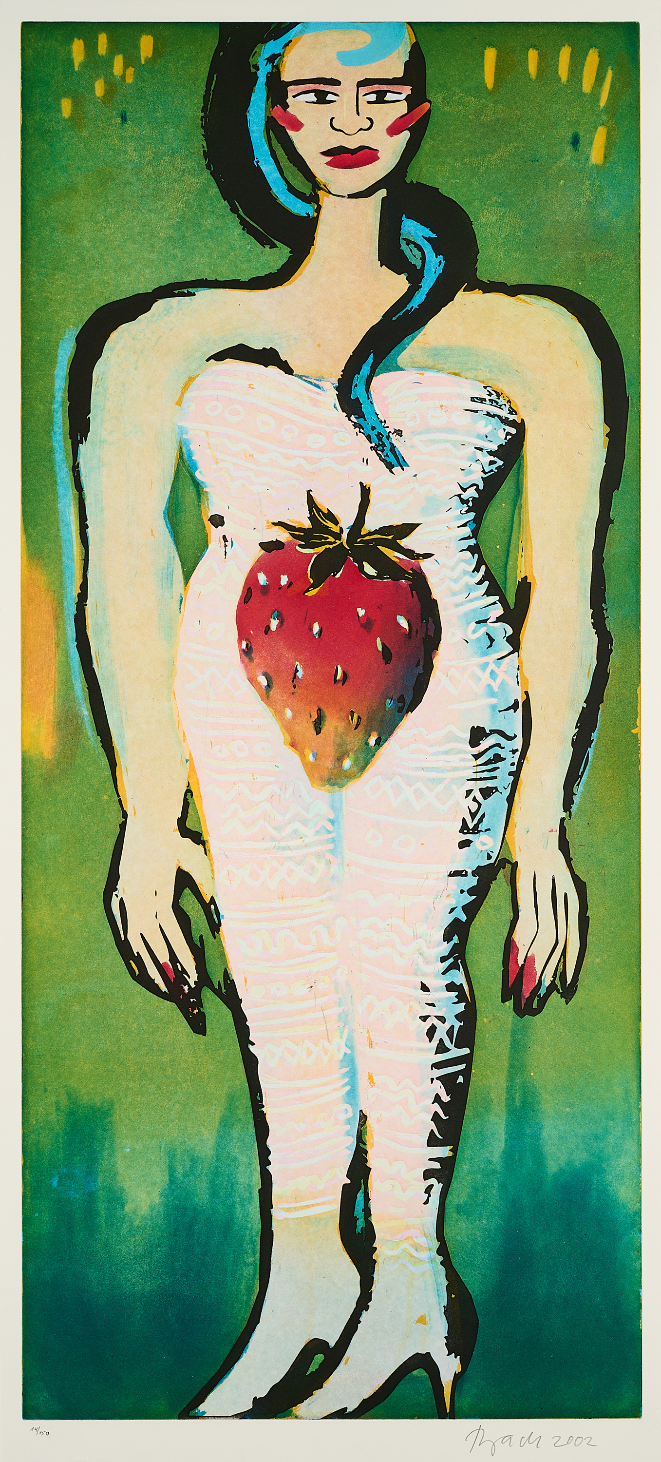 Elvira Bach - Ohne Titel Frau mit Erdbeere, 81308-38, Van Ham Kunstauktionen