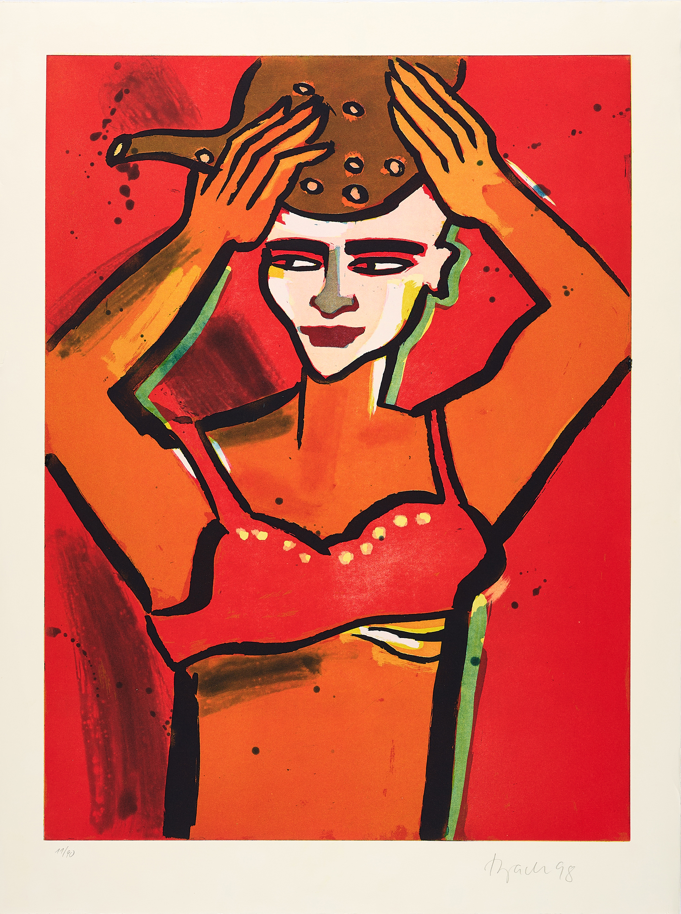 Elvira Bach - Ohne Titel Frau mit Gefaess, 81308-18, Van Ham Kunstauktionen