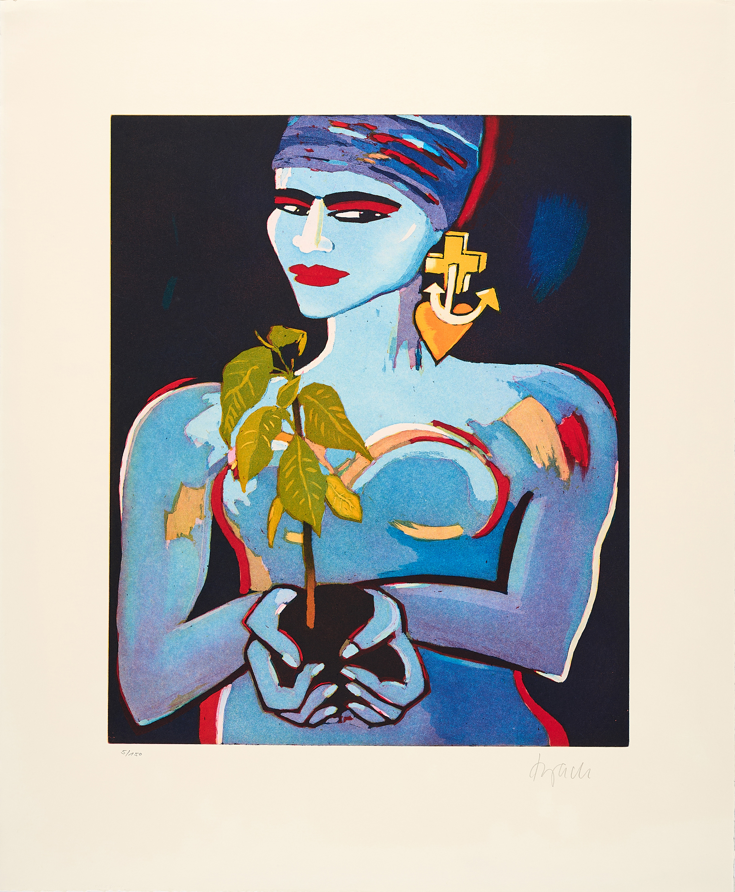 Elvira Bach - Ohne Titel Frau mit Pflanze, 81308-36, Van Ham Kunstauktionen