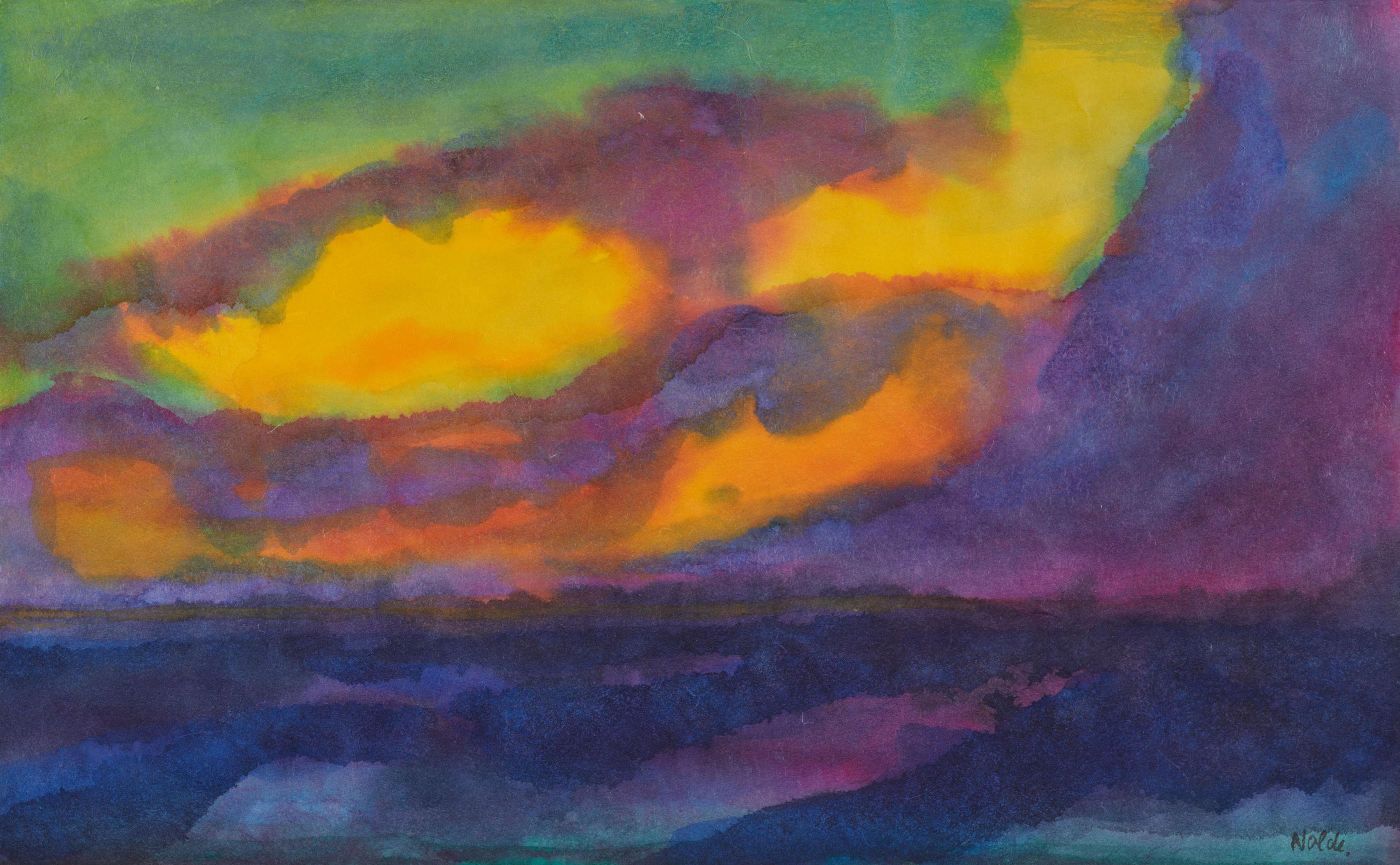 Emil Nolde - Meer blau-violett mit orange-farbenen Wolken, 80196-5, Van Ham Kunstauktionen