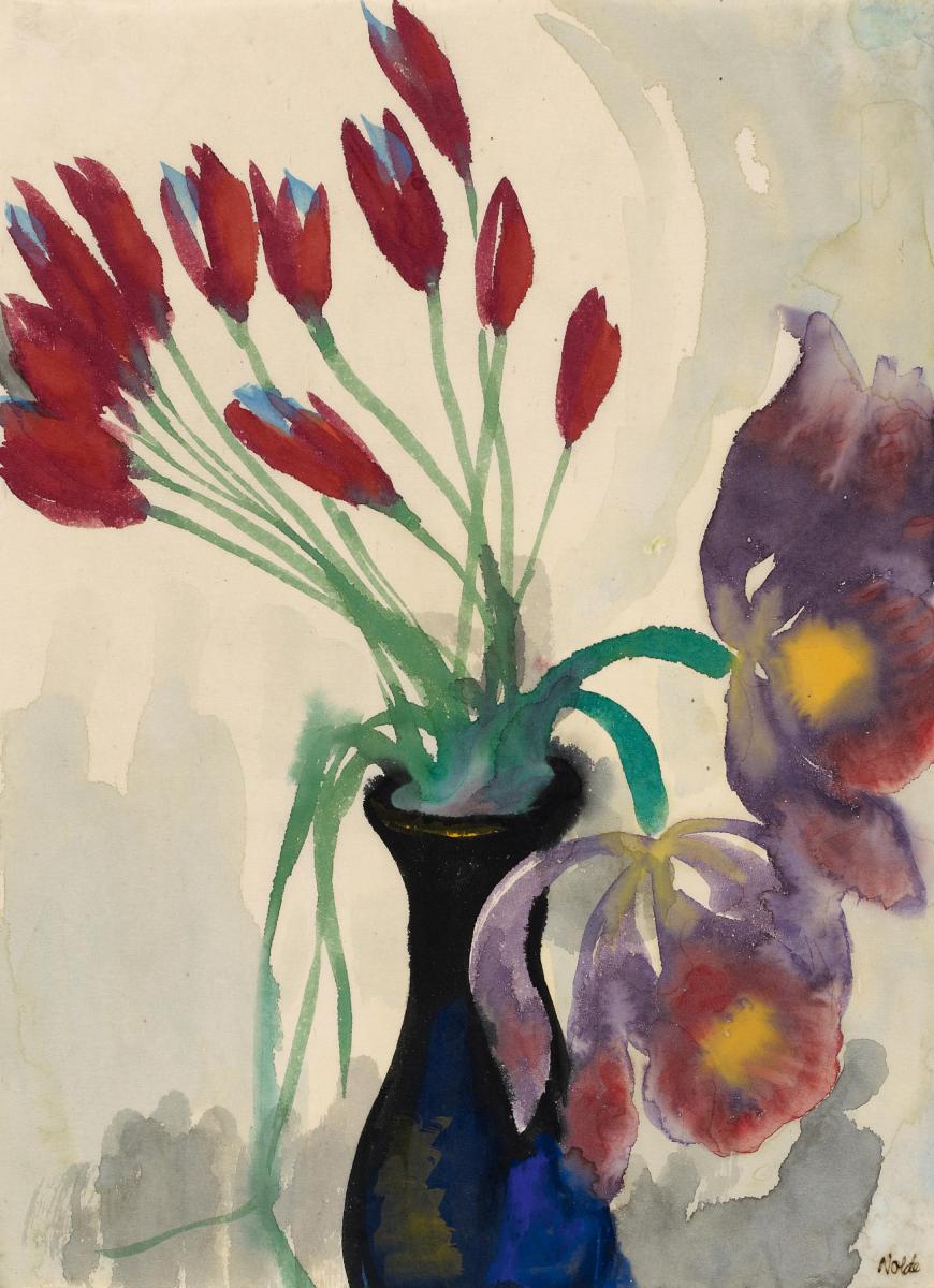 Emil Nolde - Blumenstillleben mit Tulpen und Orchideen, 56488-28, Van Ham Kunstauktionen