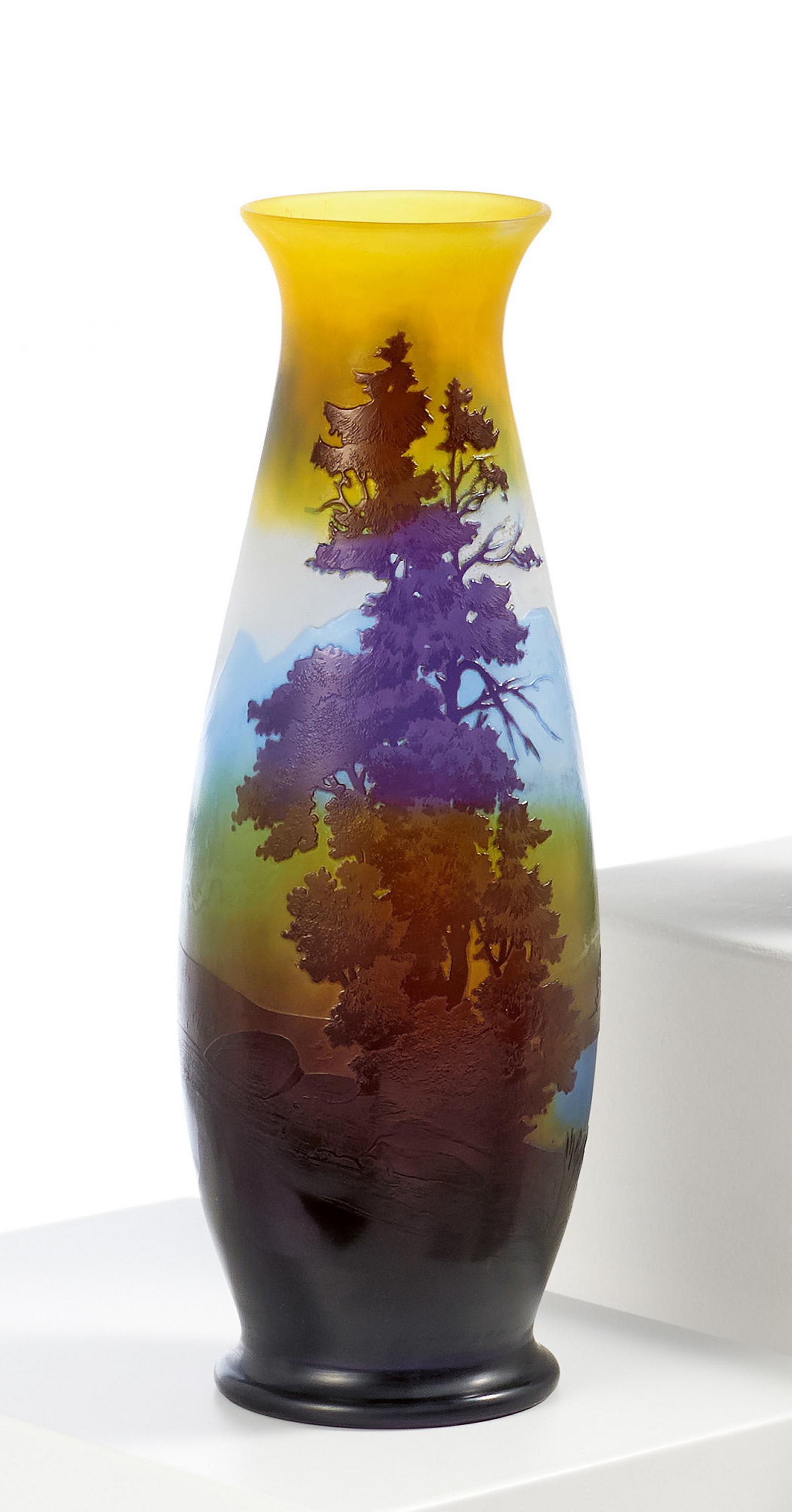 Emile Galle - Gebauchte Vase Paysage alpin, 81757-4, Van Ham Kunstauktionen