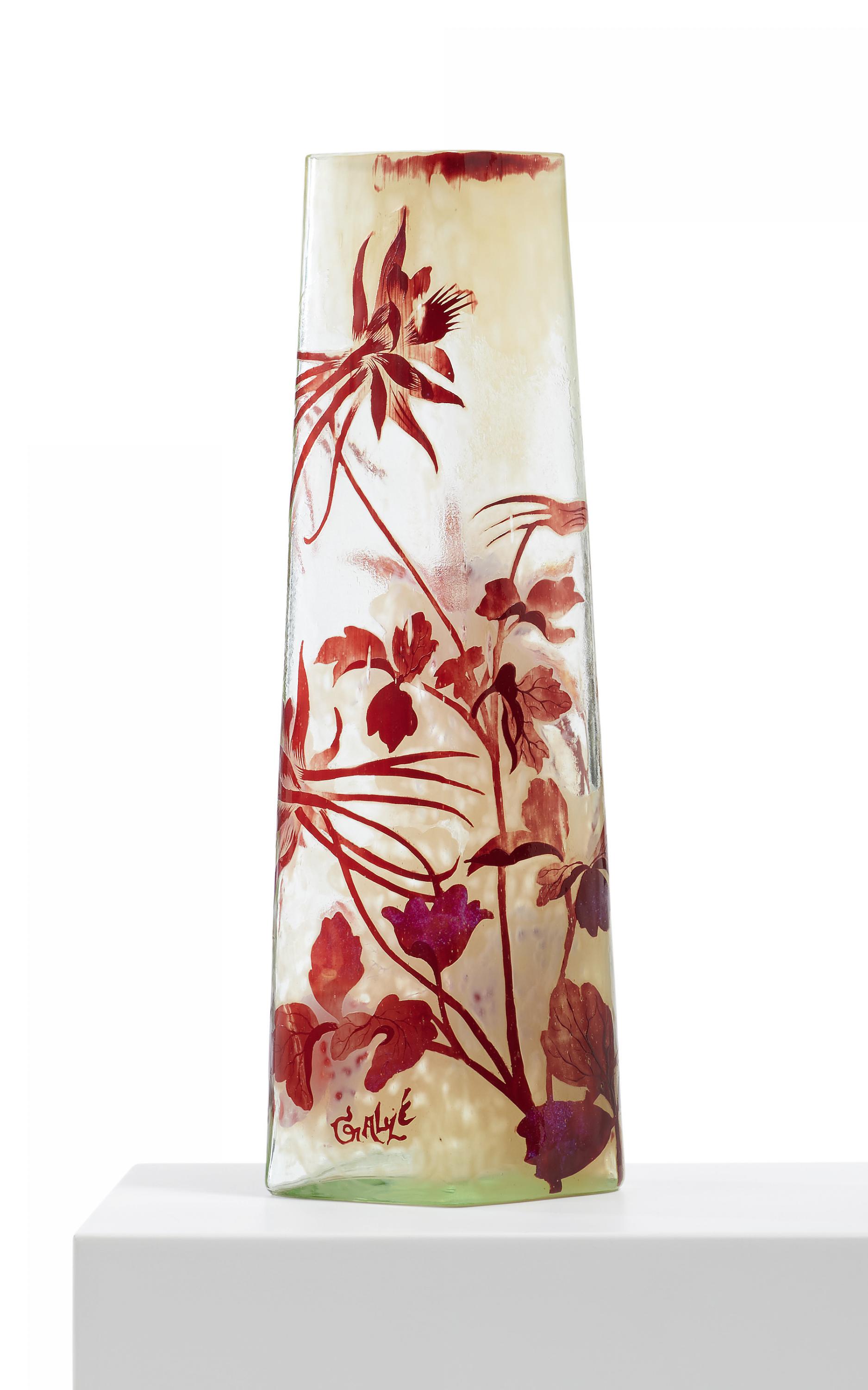 Emile Galle - Vase mit Akelei, 81465-1, Van Ham Kunstauktionen