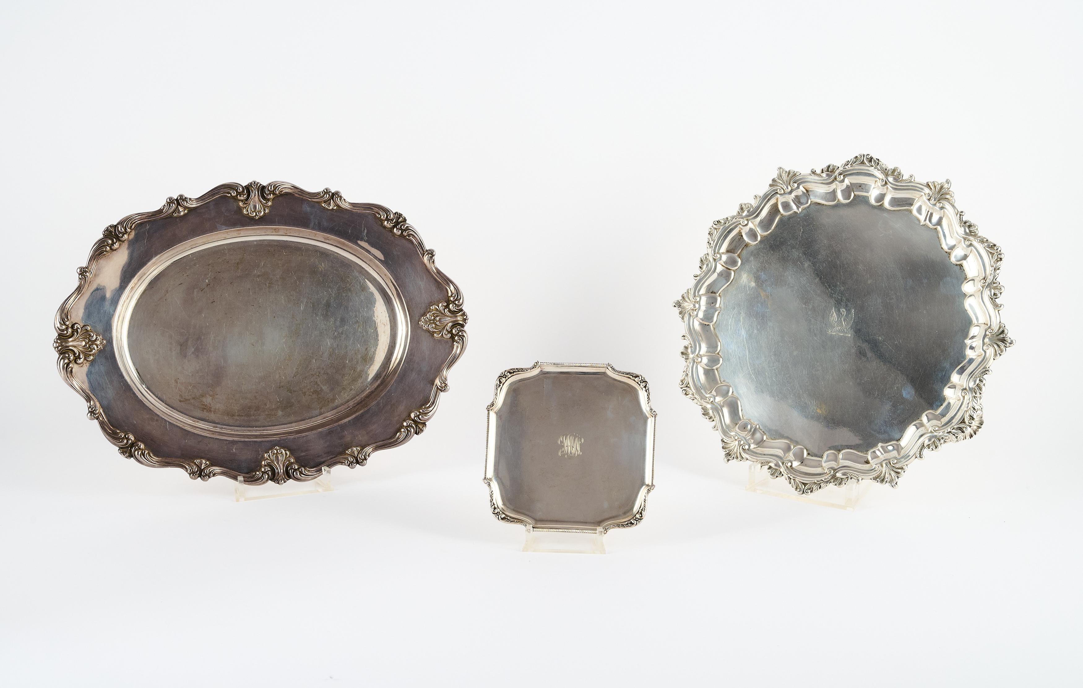 England und USA - Grosser Salver ovale Anbietplatte kleiner quadratischer Salver, 80784-7, Van Ham Kunstauktionen