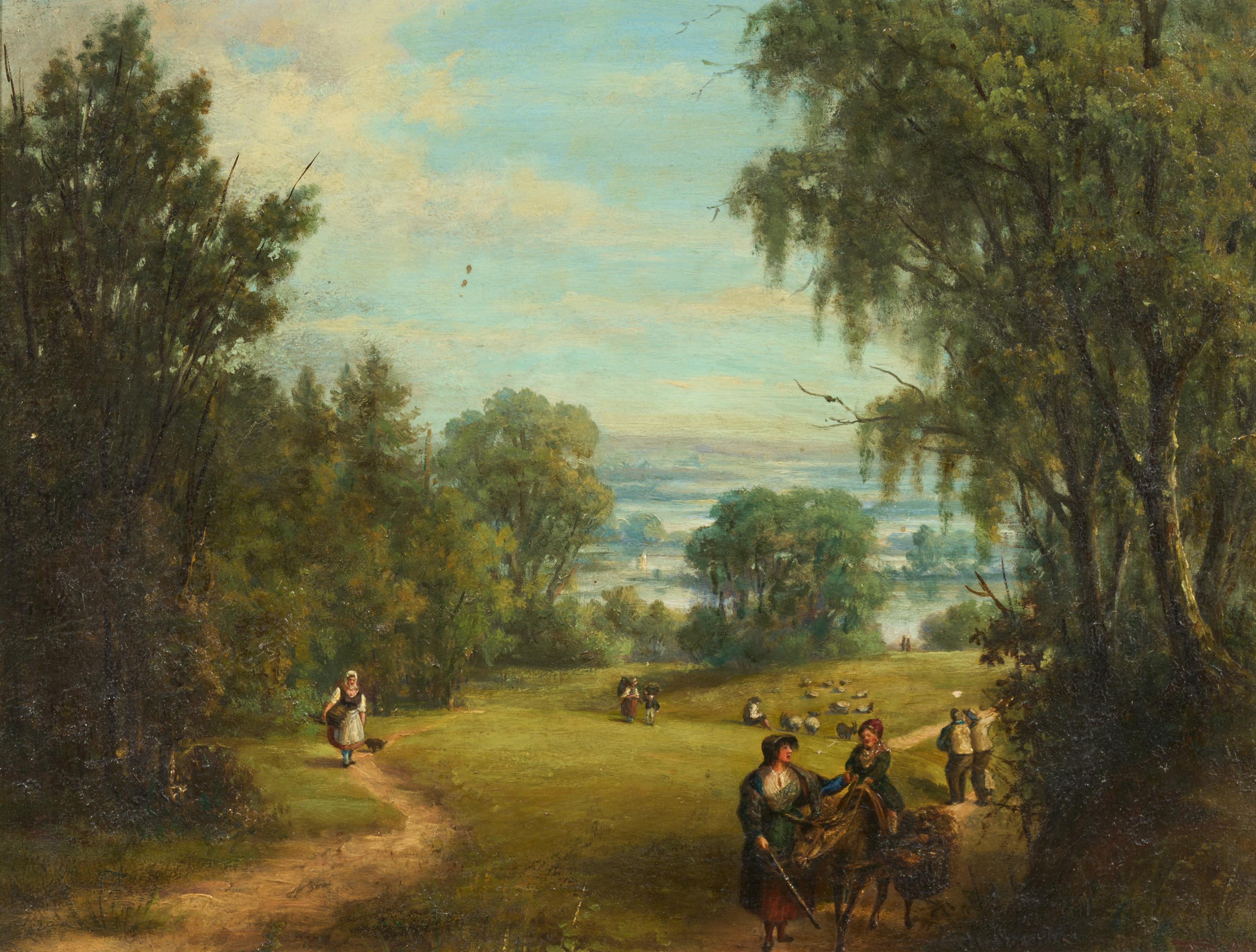 Englische Schule - Weite Landschaft mit Eselreiter, 76949-4, Van Ham Kunstauktionen