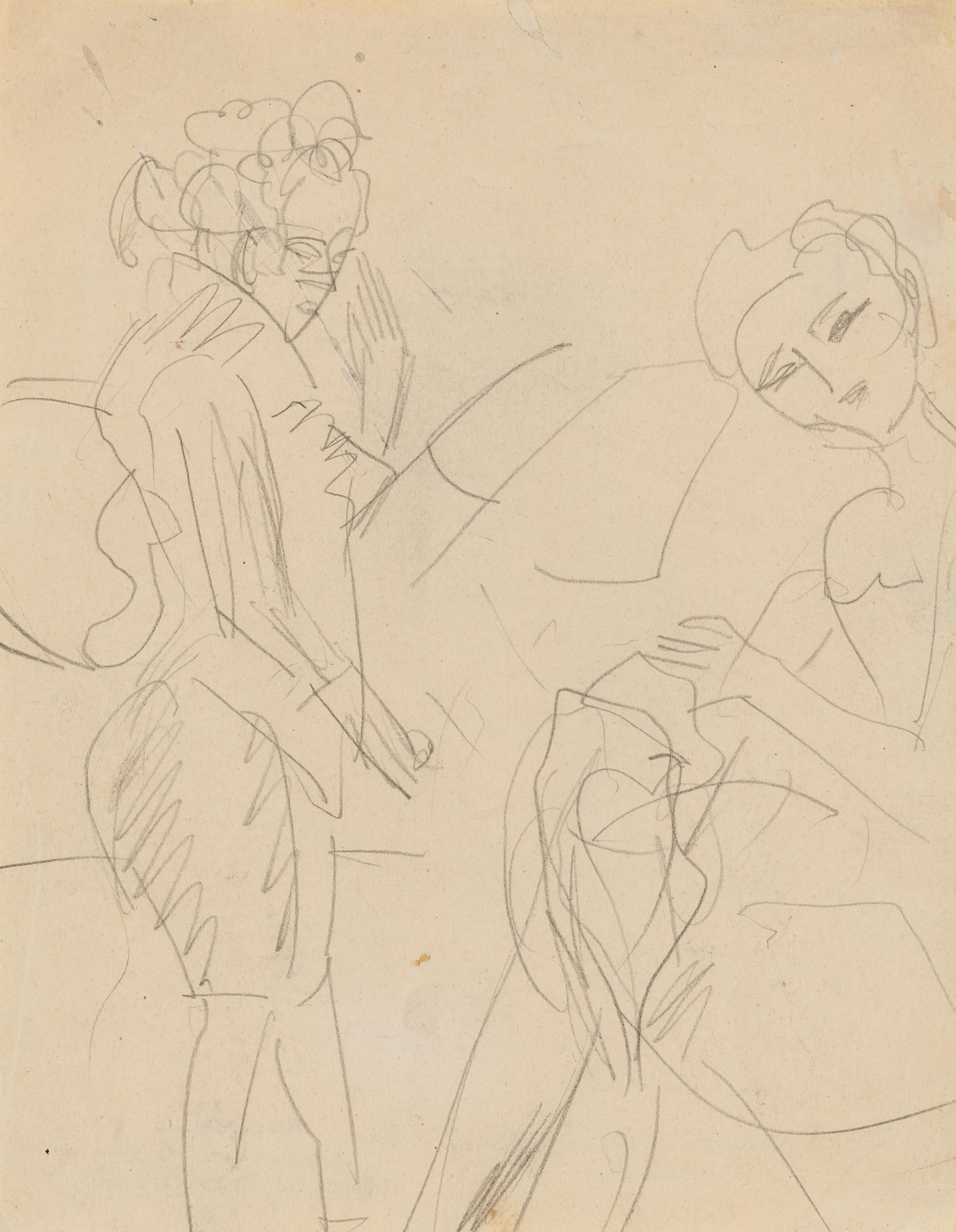 Ernst Ludwig Kirchner - Stehende Frau und naehendes Maedchen, 77975-9, Van Ham Kunstauktionen