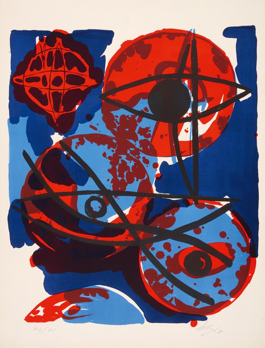 Ernst Wilhelm Nay - Farblitho 1964-1 Rot aus Blau, 55055-80, Van Ham Kunstauktionen