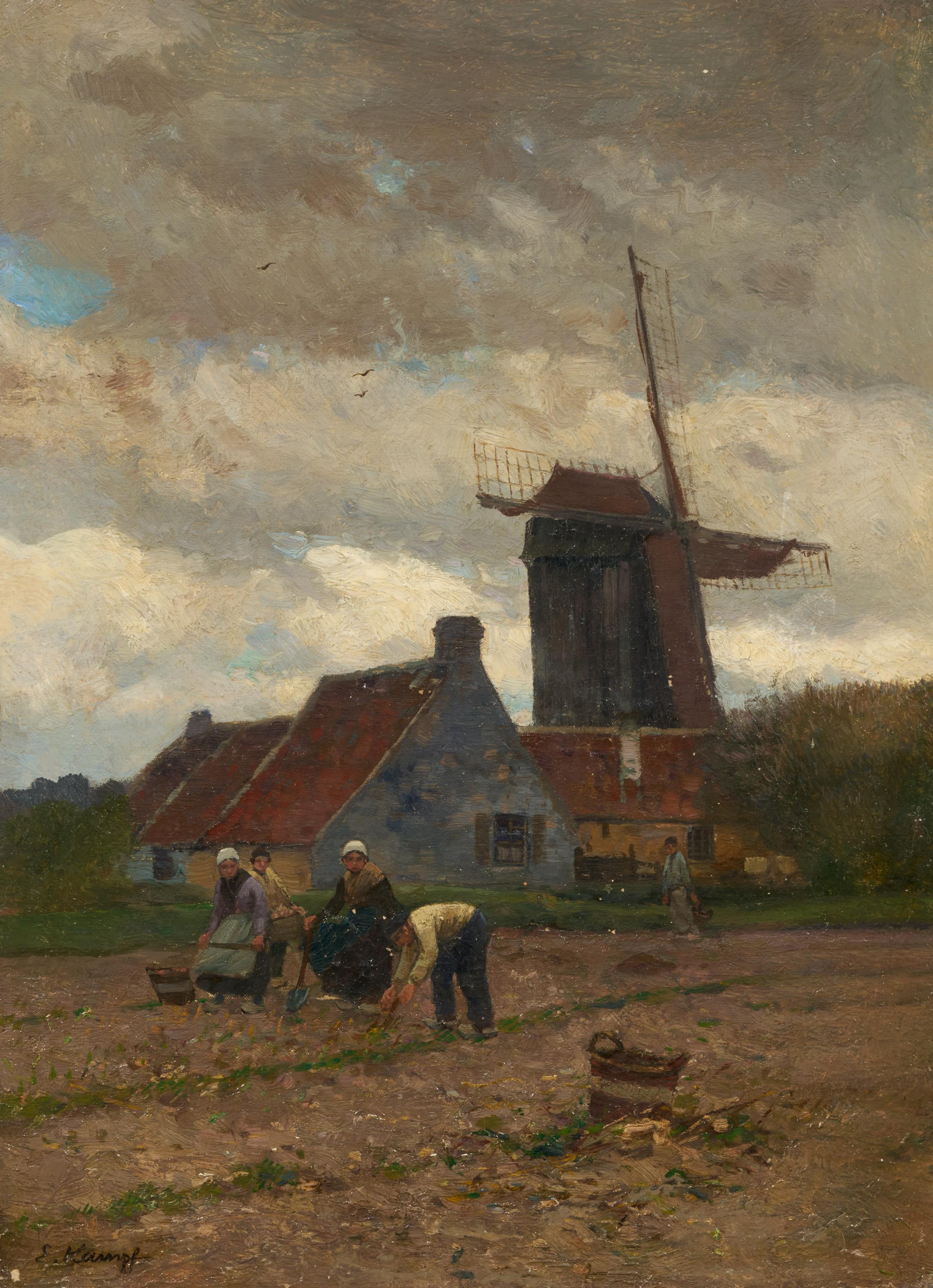 Eugen Kampf - Bauersleute auf dem Feld am Dorfrand, 77885-13, Van Ham Kunstauktionen