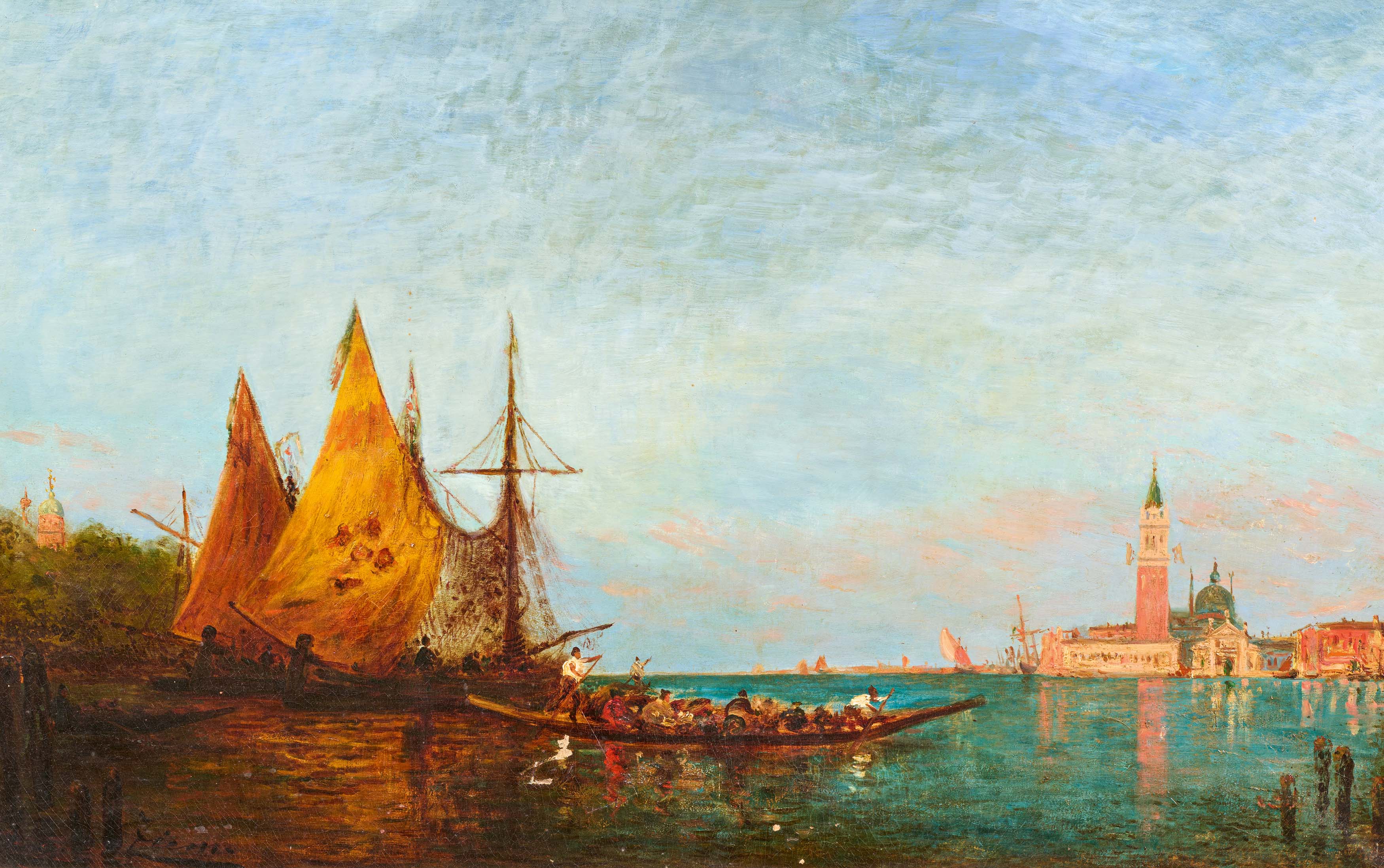 Felix Ziem - Fischerboote vor Venedig, 68191-1, Van Ham Kunstauktionen