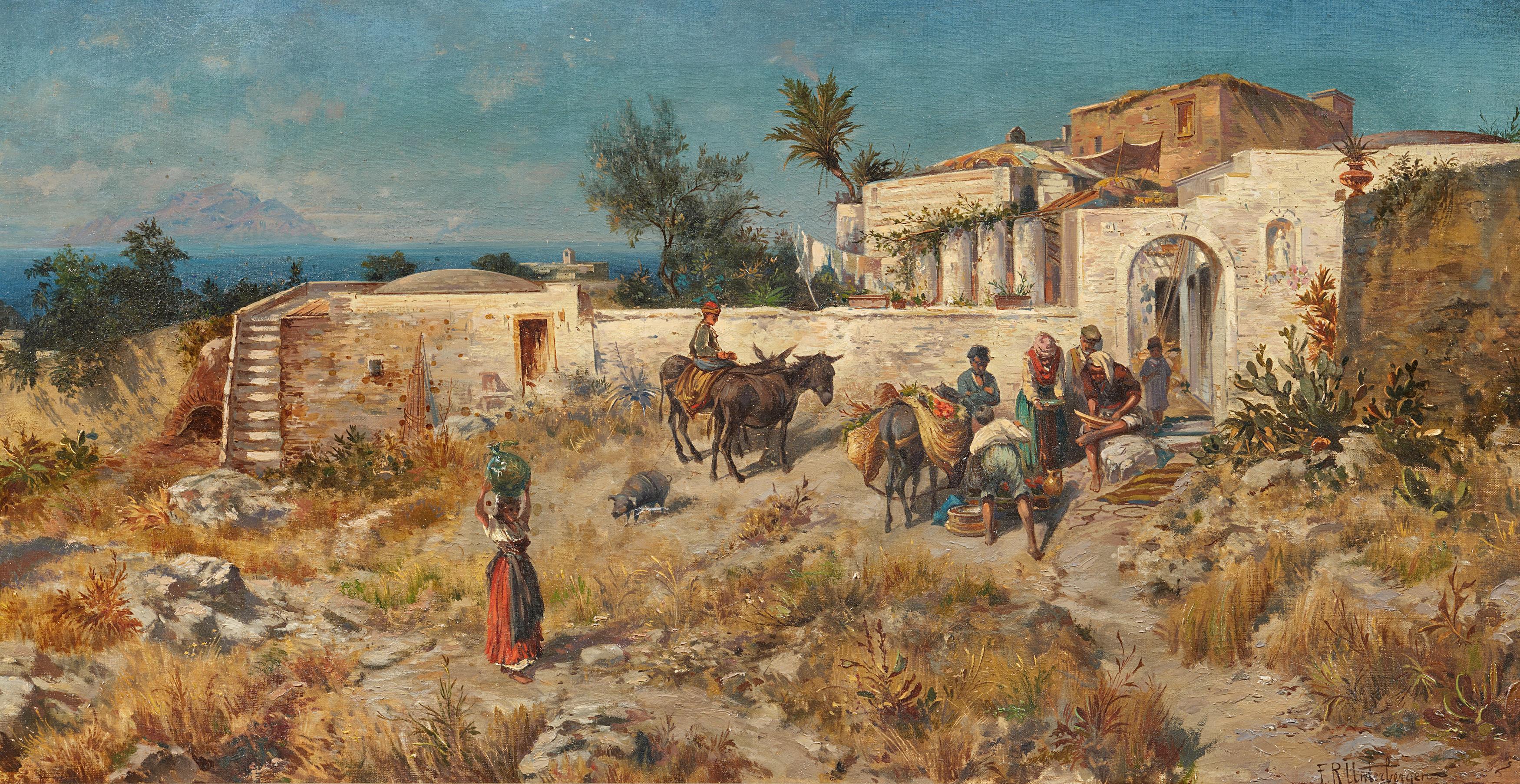 Franz Richard Unterberger - Sizilianisches Gehoeft bei Palermo, 81531-3, Van Ham Kunstauktionen