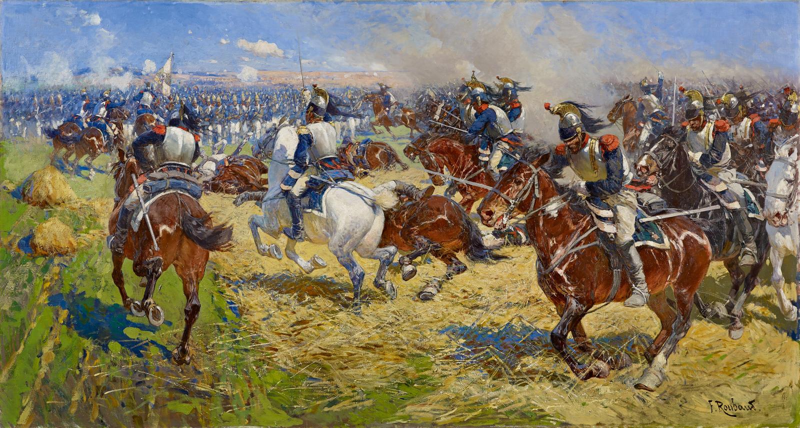 Franz Roubaud - Franzoesische Kuerassiere attackieren Grenadiere des russischen Paul-Regiments waehrend der Schlacht bei Polozk, 60505-1, Van Ham Kunstauktionen