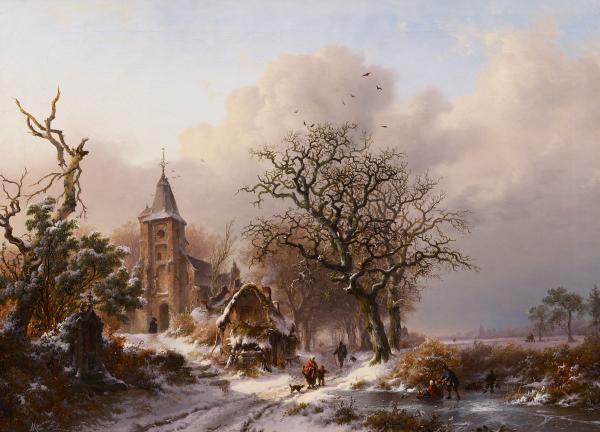 Frederik Marinus Kruseman - Winterlandschaft mit Eislaeufern, 48782-1, Van Ham Kunstauktionen