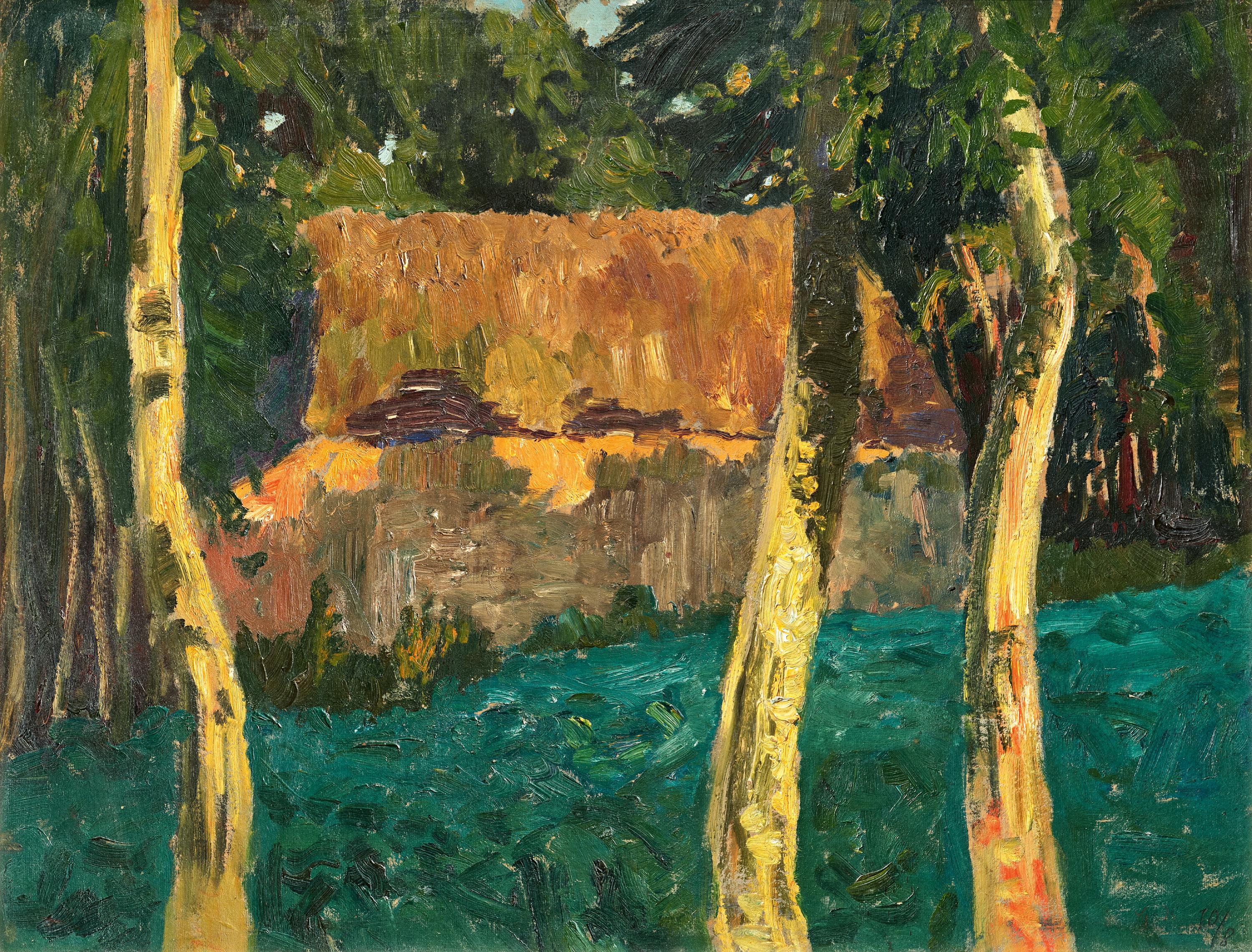 Fritz Overbeck - Rotes Haus mit Birken, 79323-3, Van Ham Kunstauktionen