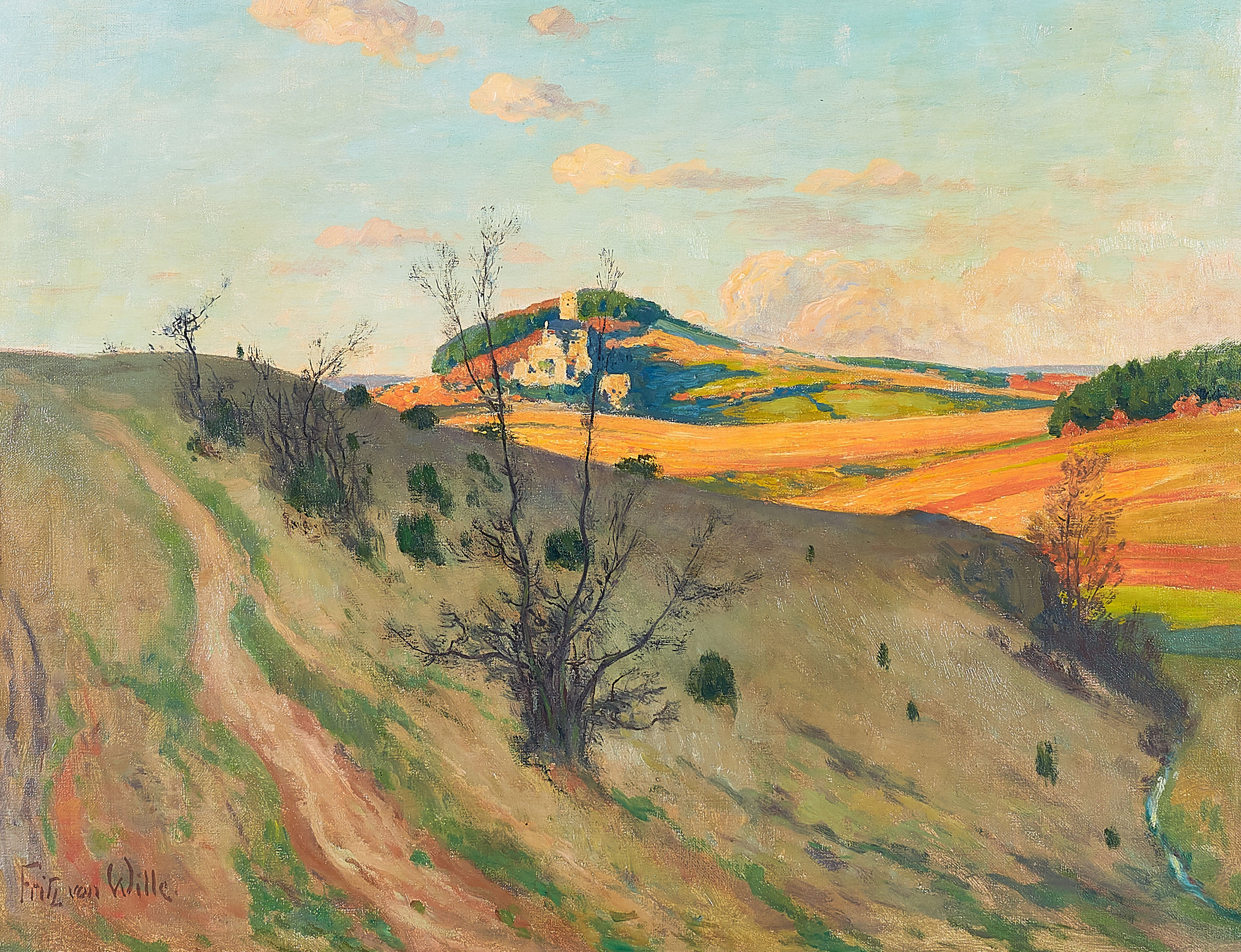 Fritz von Wille - Landschaft mit Burg Kerpen in der Eifel, 69767-6, Van Ham Kunstauktionen