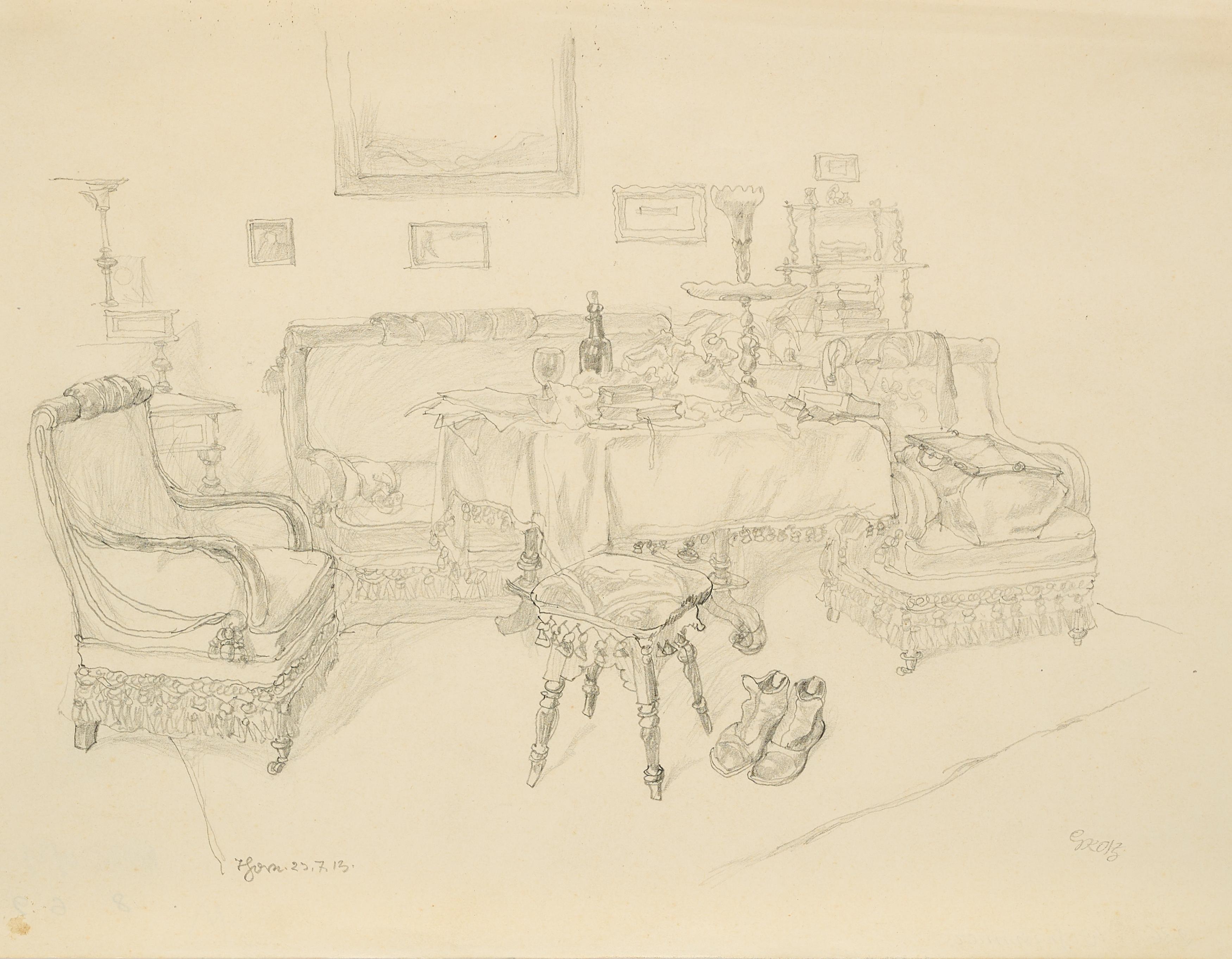 George Grosz - Thorn Wohnstube der Mutter im Offizierscasino, 81266-6, Van Ham Kunstauktionen