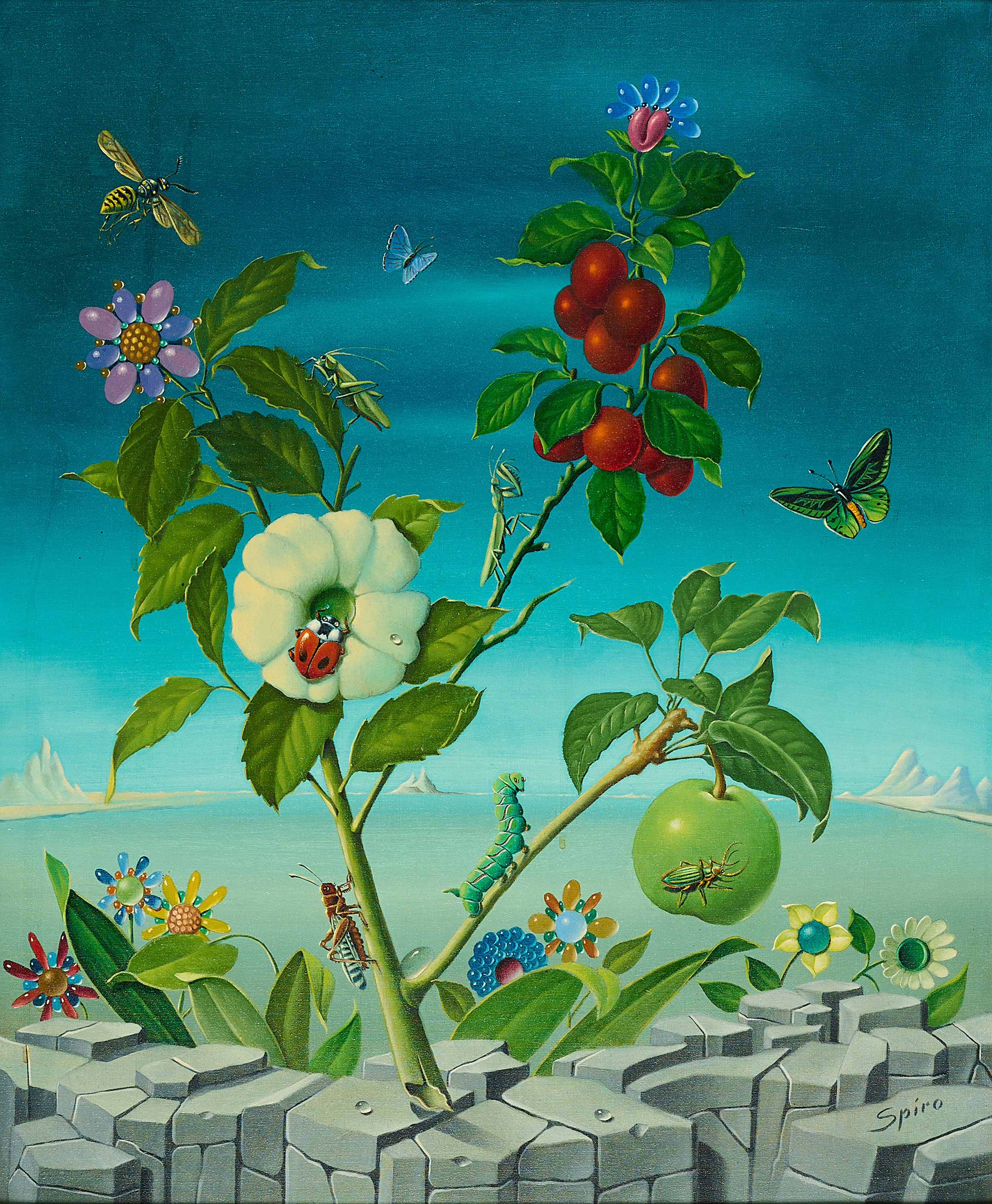 Georges Spiro - Bluetenzweig mit Insekten, 81233-1, Van Ham Kunstauktionen