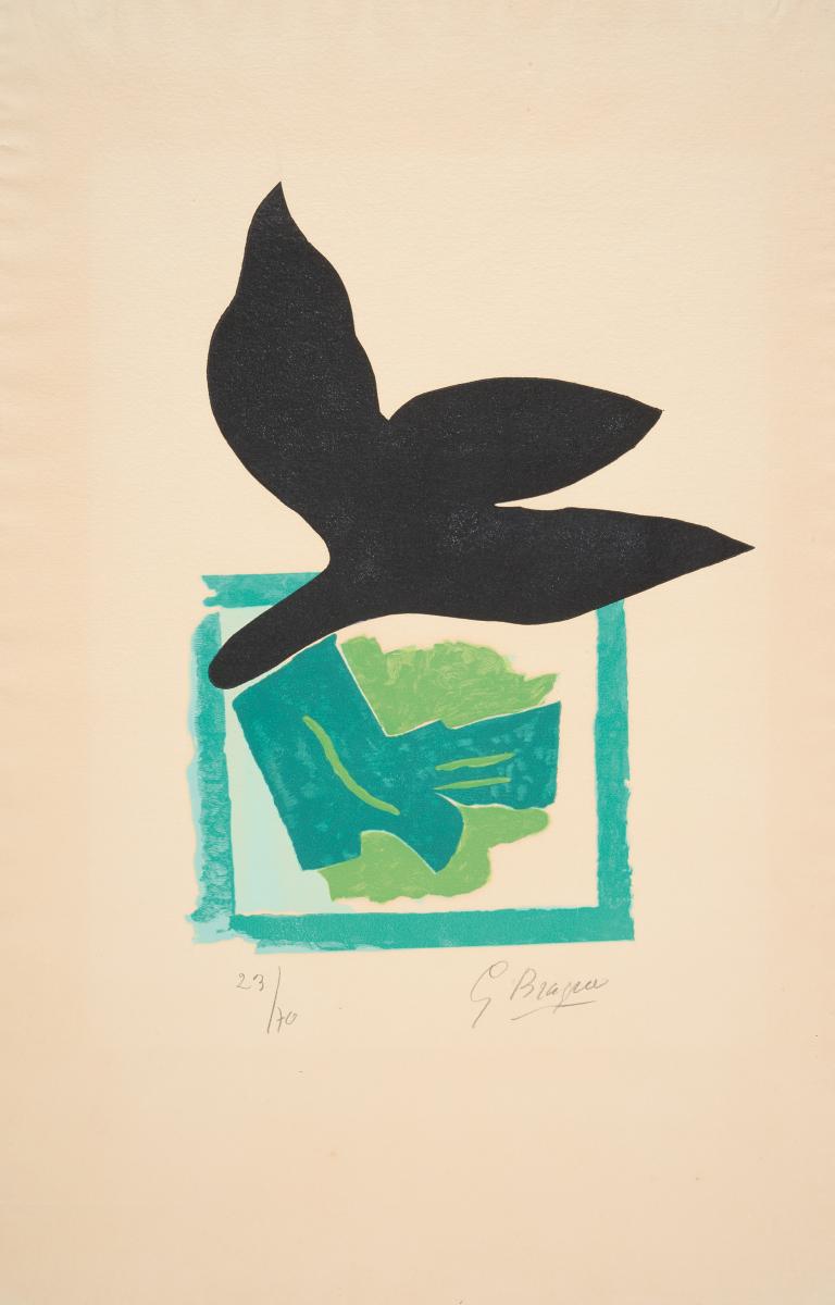 Georges Braque - Oiseau noir sur fond vert, 57664-1, Van Ham Kunstauktionen