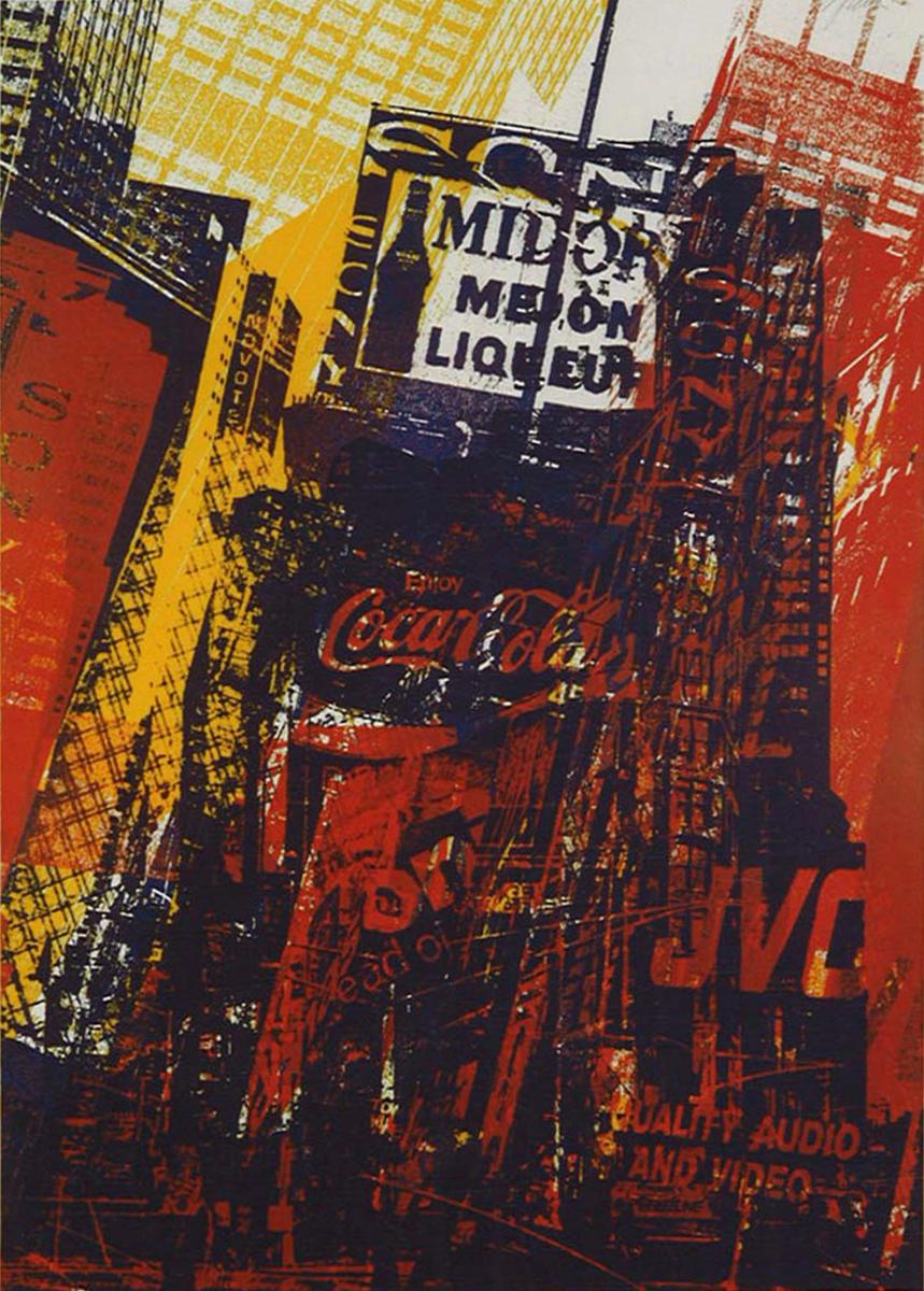 Gerd Winner - Staedteansicht Hochhaeuser Werbung rot gelb schwarz, 56801-11665, Van Ham Kunstauktionen