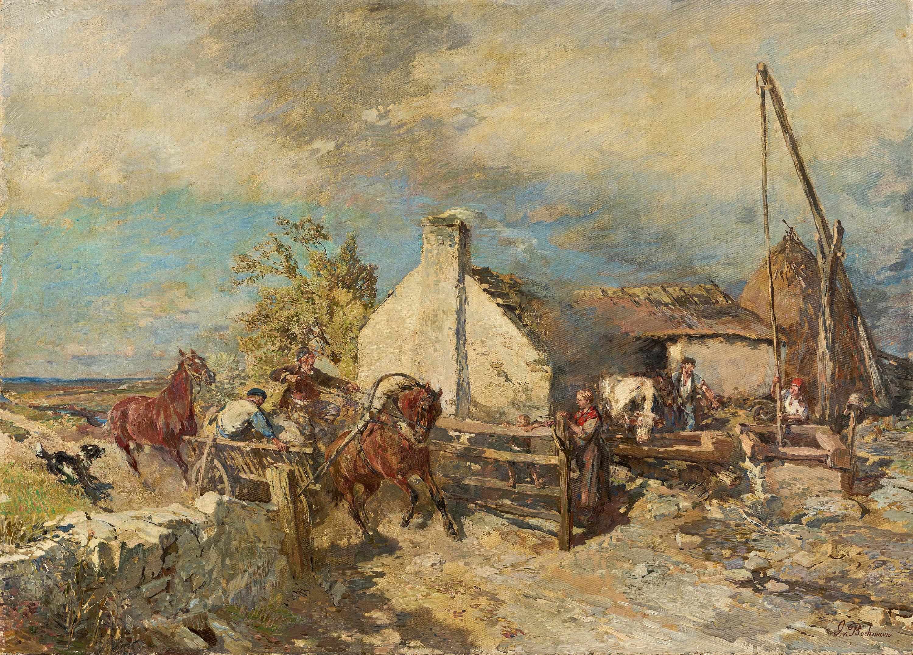Gregor von Bochmann - Estnische Bauern am Gehoeft, 75221-3, Van Ham Kunstauktionen