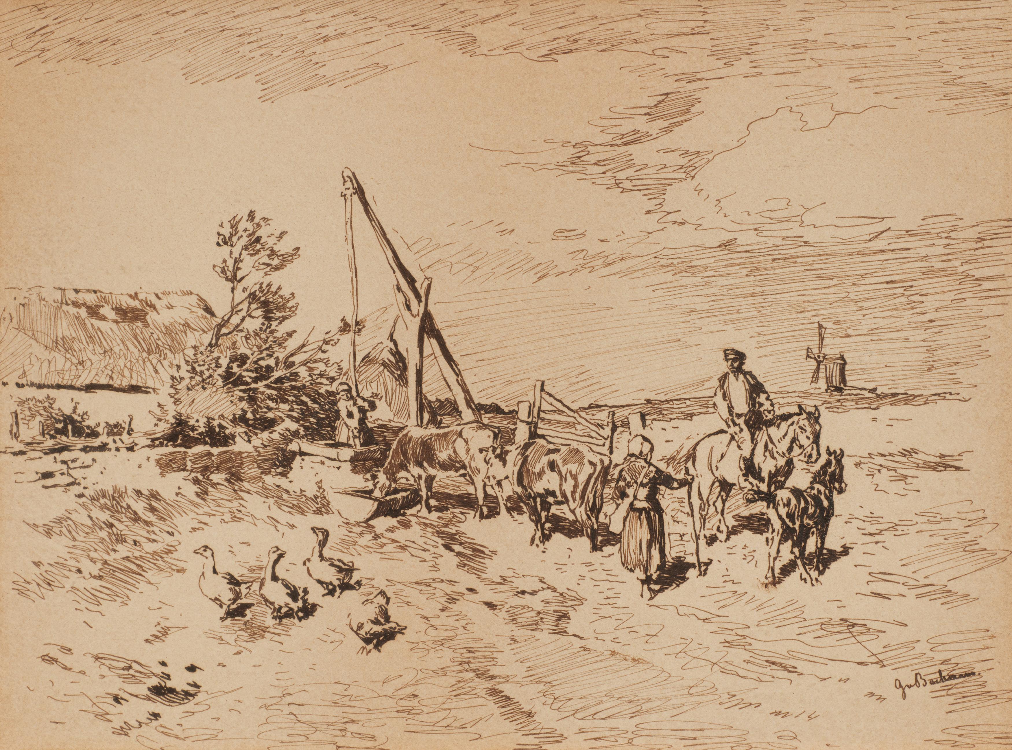 Gregor von Bochmann - Gehöft mit Ziehbrunnen, 82202-4, Van Ham Kunstauktionen