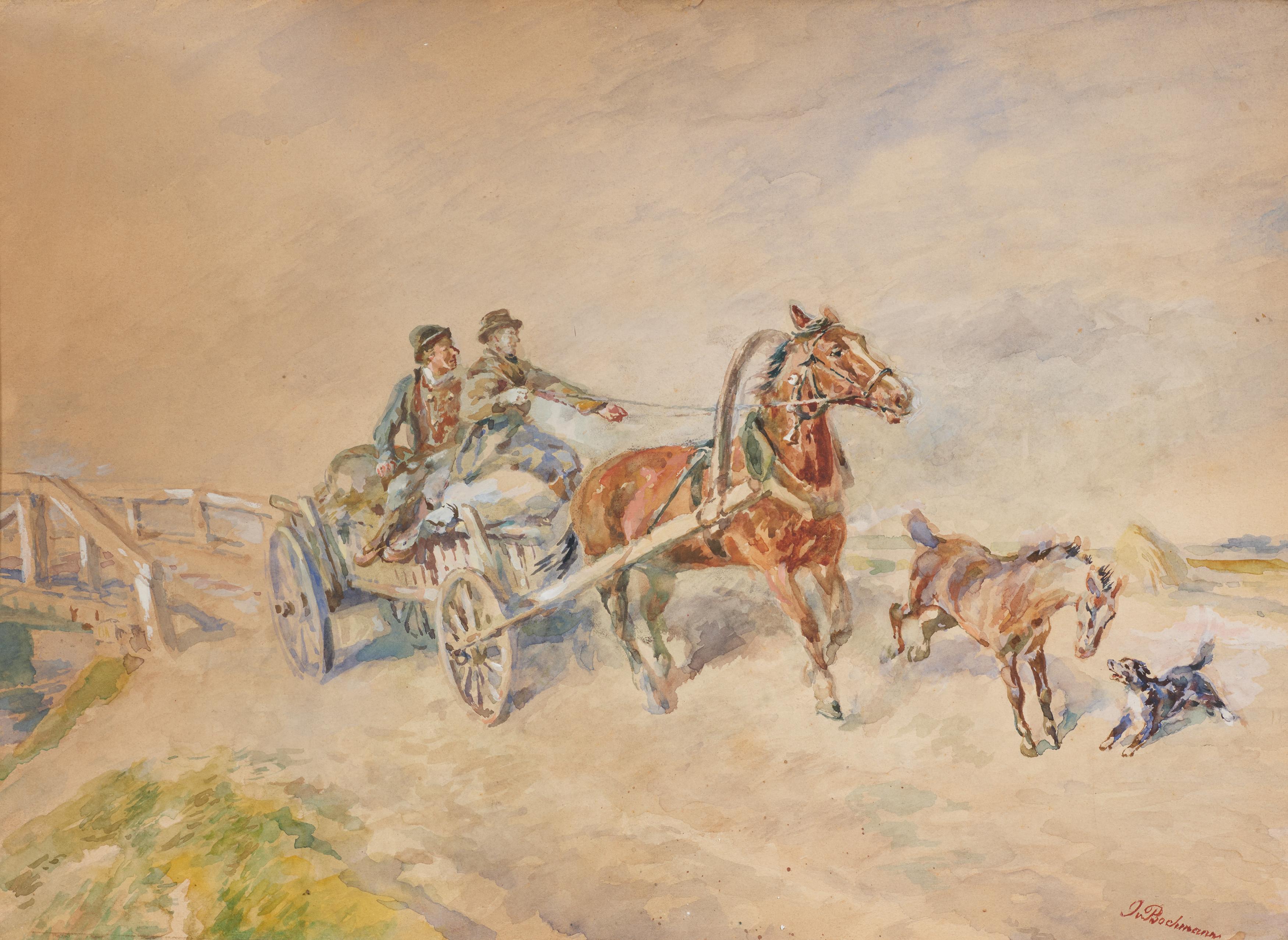 Gregor von Bochmann - Pferdekutsche mit Fohlen, 82202-6, Van Ham Kunstauktionen