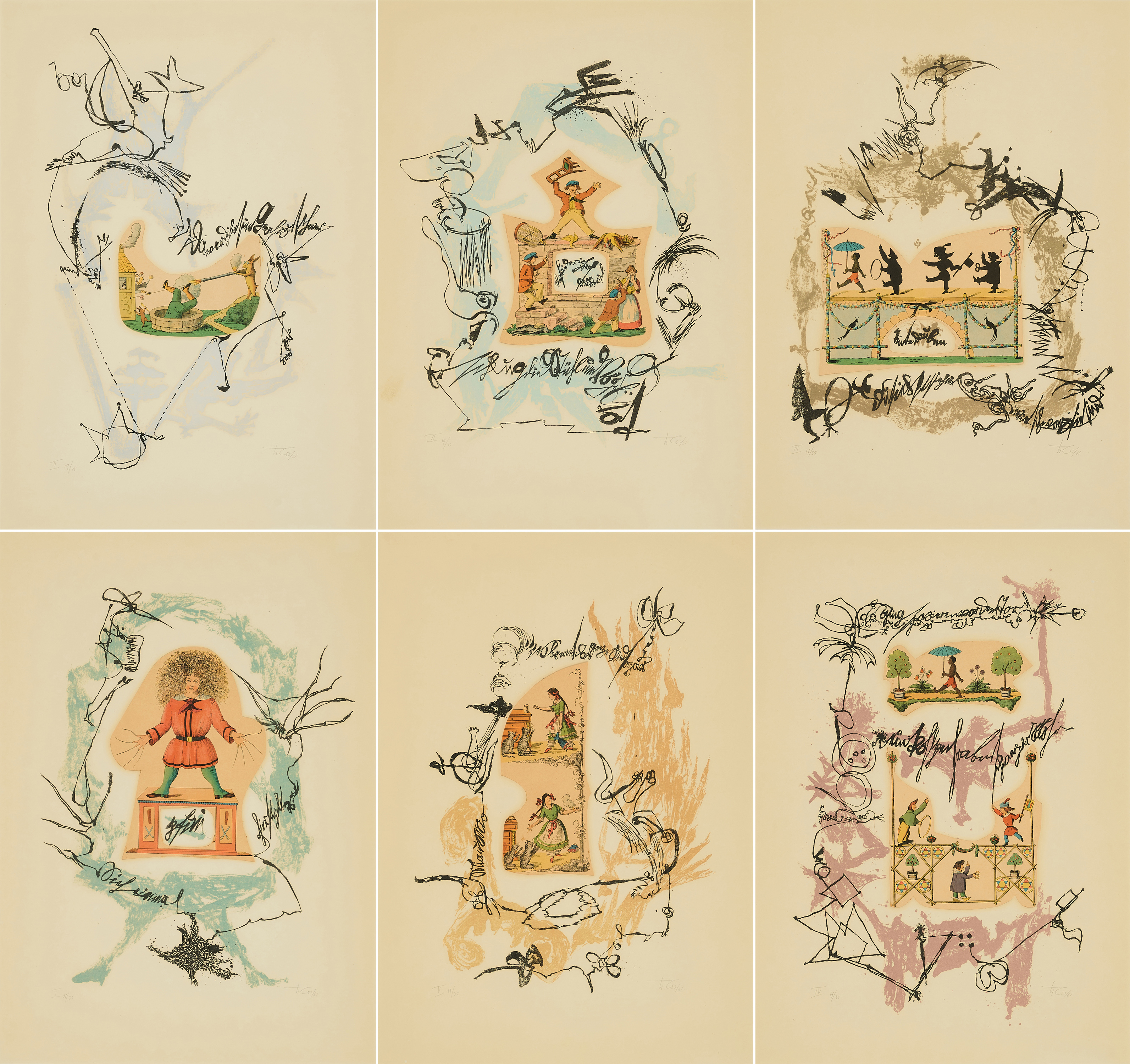 Hann Trier - Konvolut von 6 Farblithografien Aus Kommentare zum Struwwelpeter, 80374-582, Van Ham Kunstauktionen