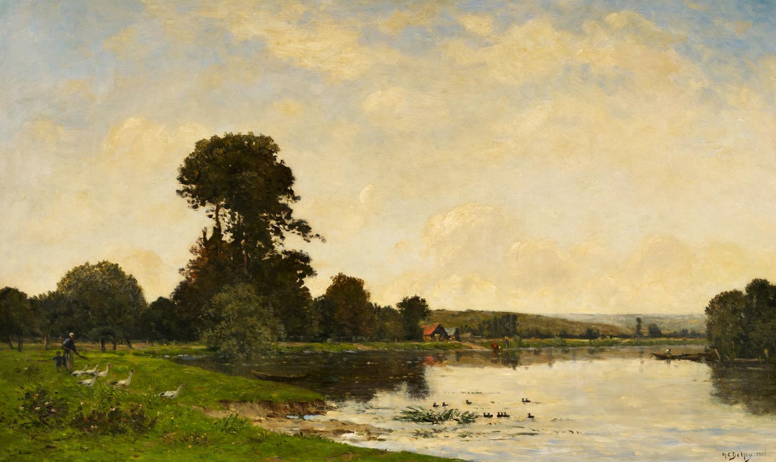 Hippolyte-Camille Delpy - Les oies au bord de la riviere, 53558-64, Van Ham Kunstauktionen